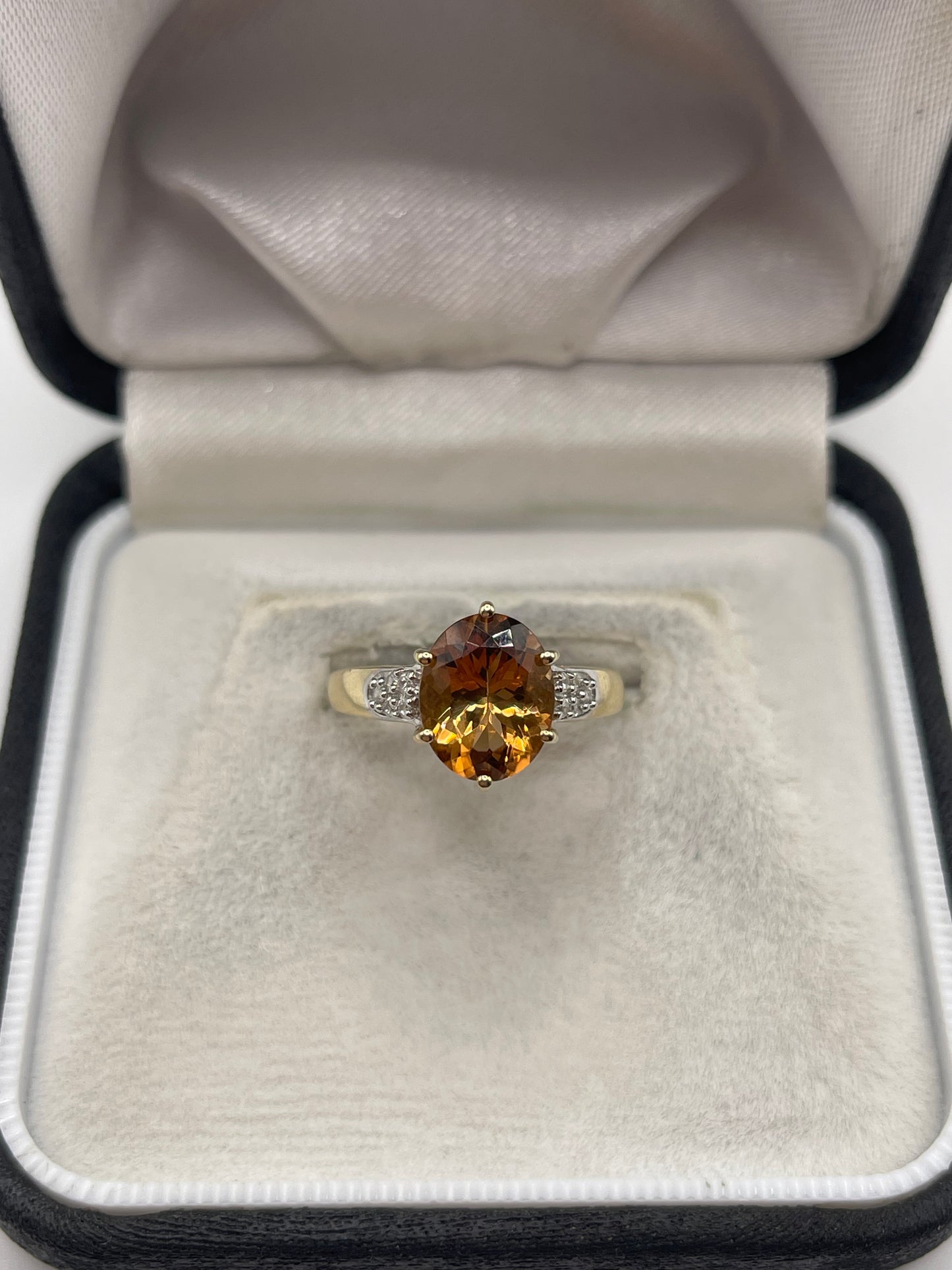 9ct gold quartz and zircon ring