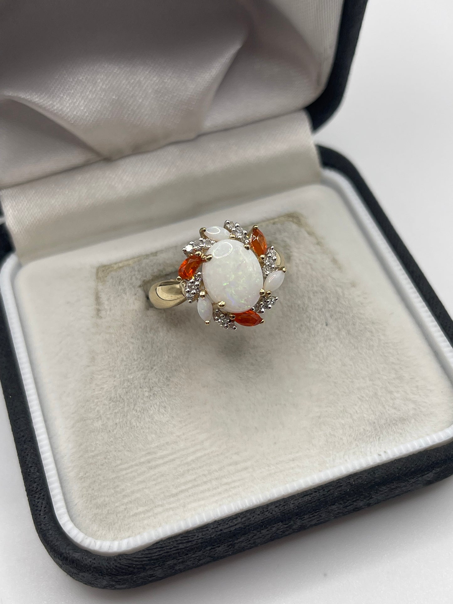 9ct gold opal and diamond ring