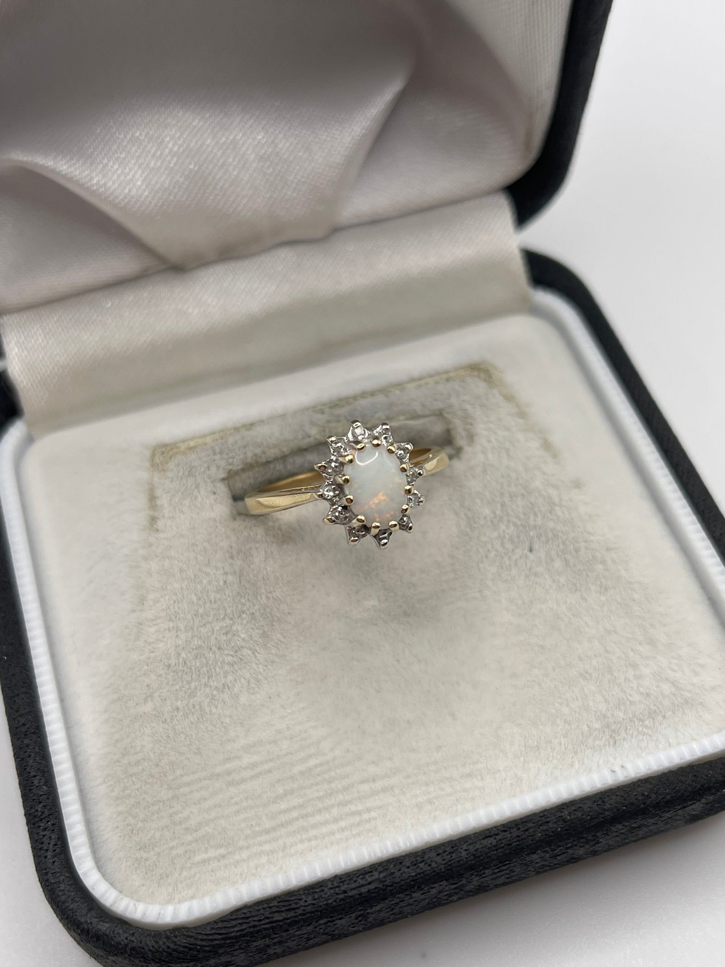 9ct gold opal and diamond ring
