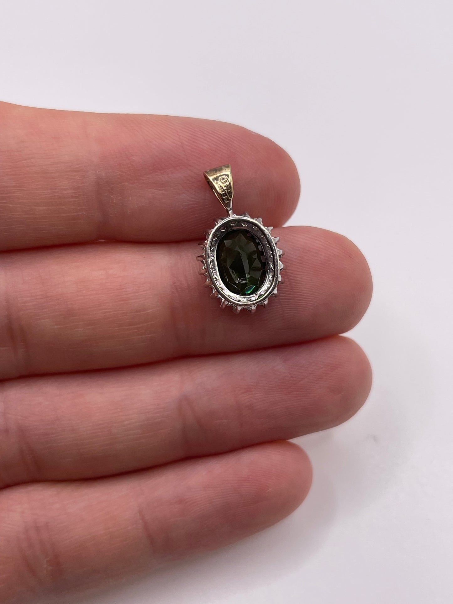 9ct gold tourmaline and diamond pendant