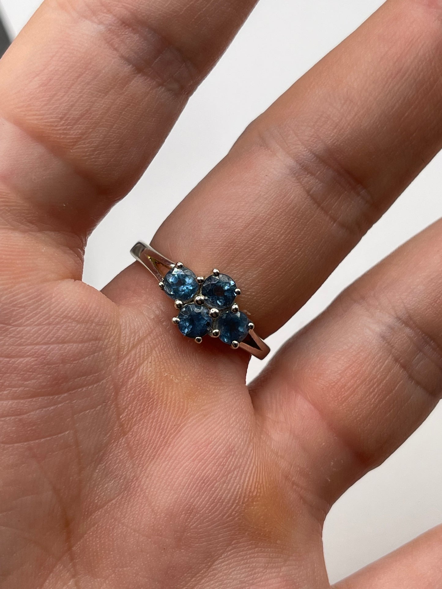 Silver blue topaz ring