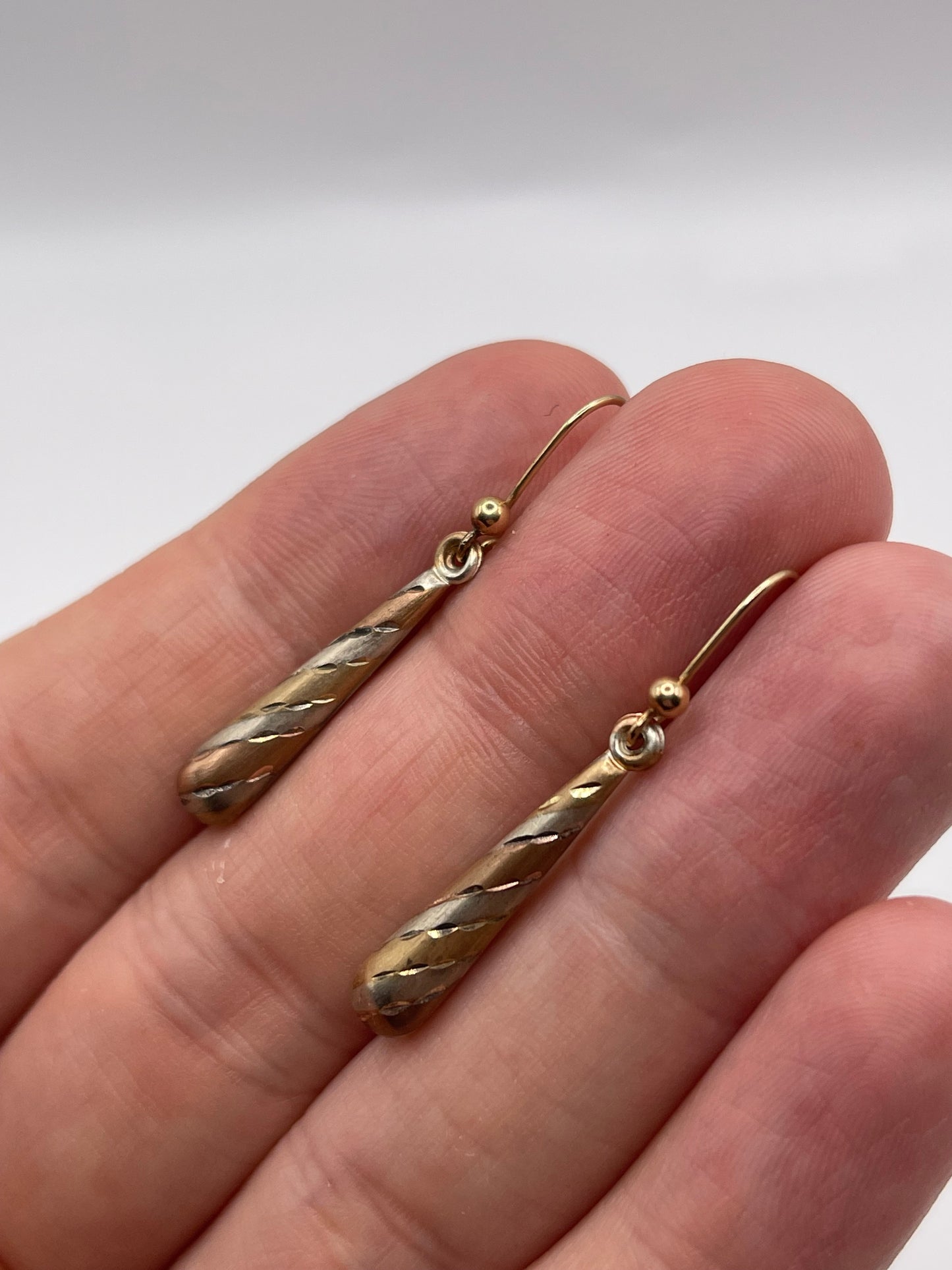 9ct tri gold earrings