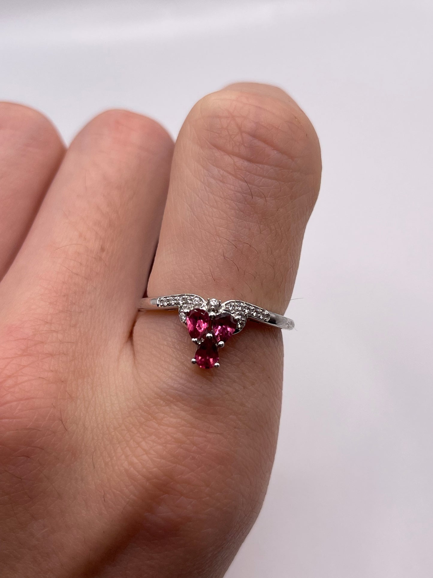 9ct white gold tourmaline and zircon ring