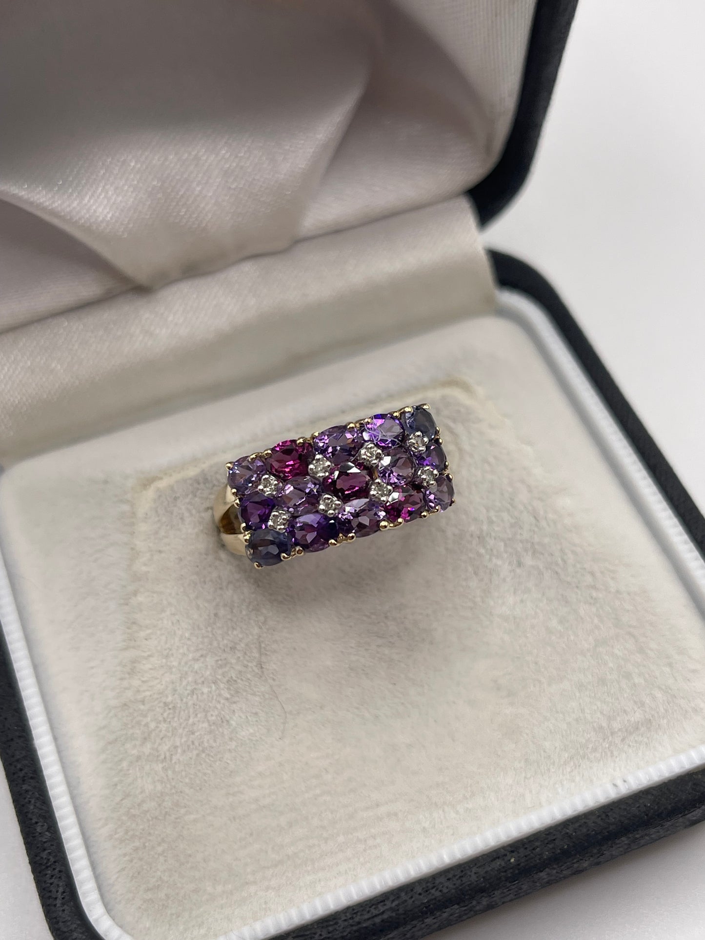 9ct gold multi gemstone and diamond ring