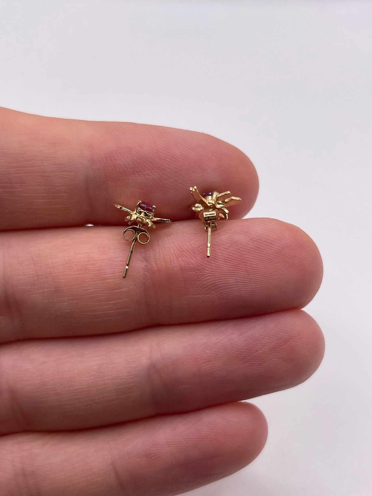 9ct gold ruby dragonfly earrings