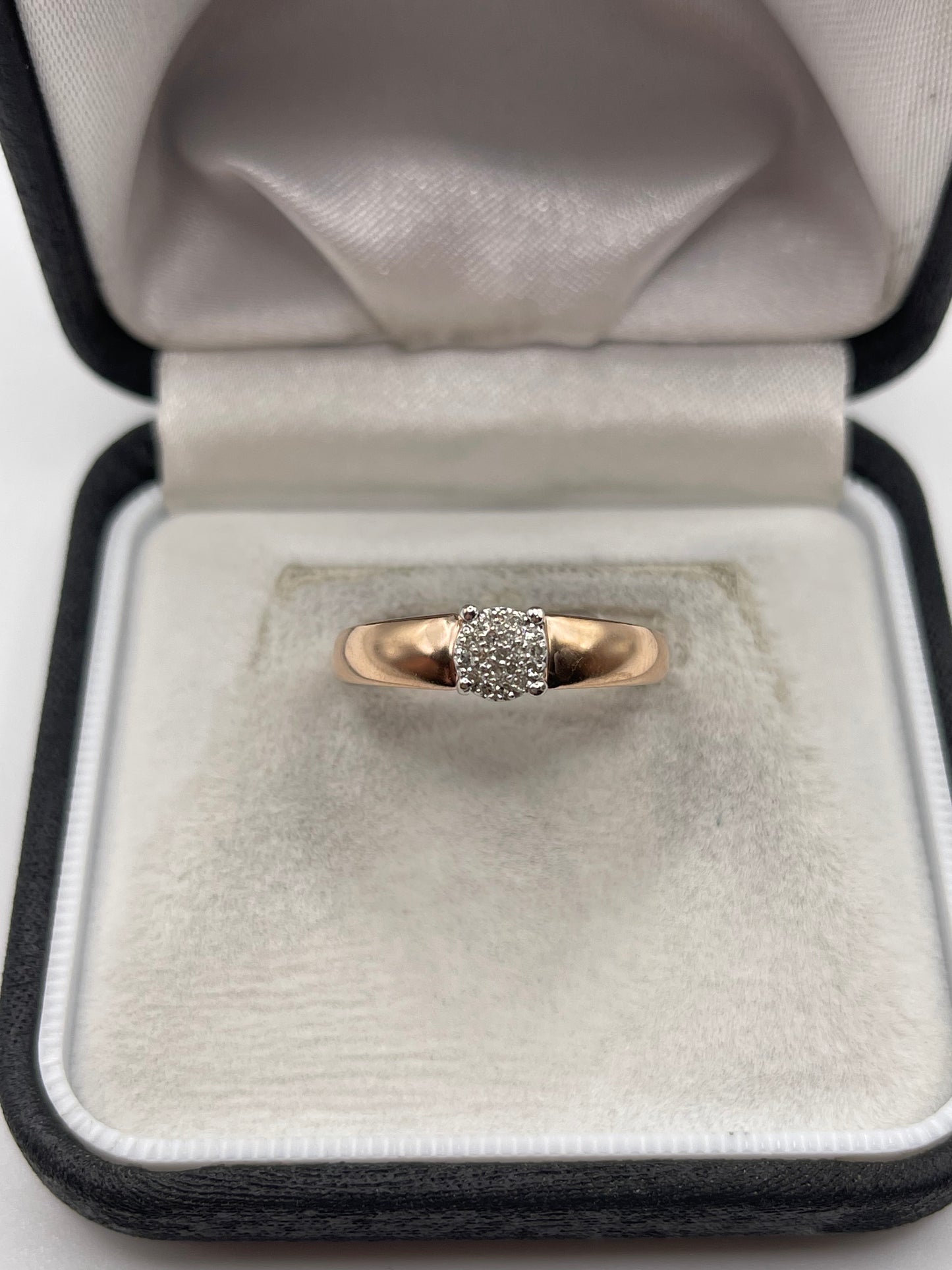 9ct rose gold diamond cluster ring
