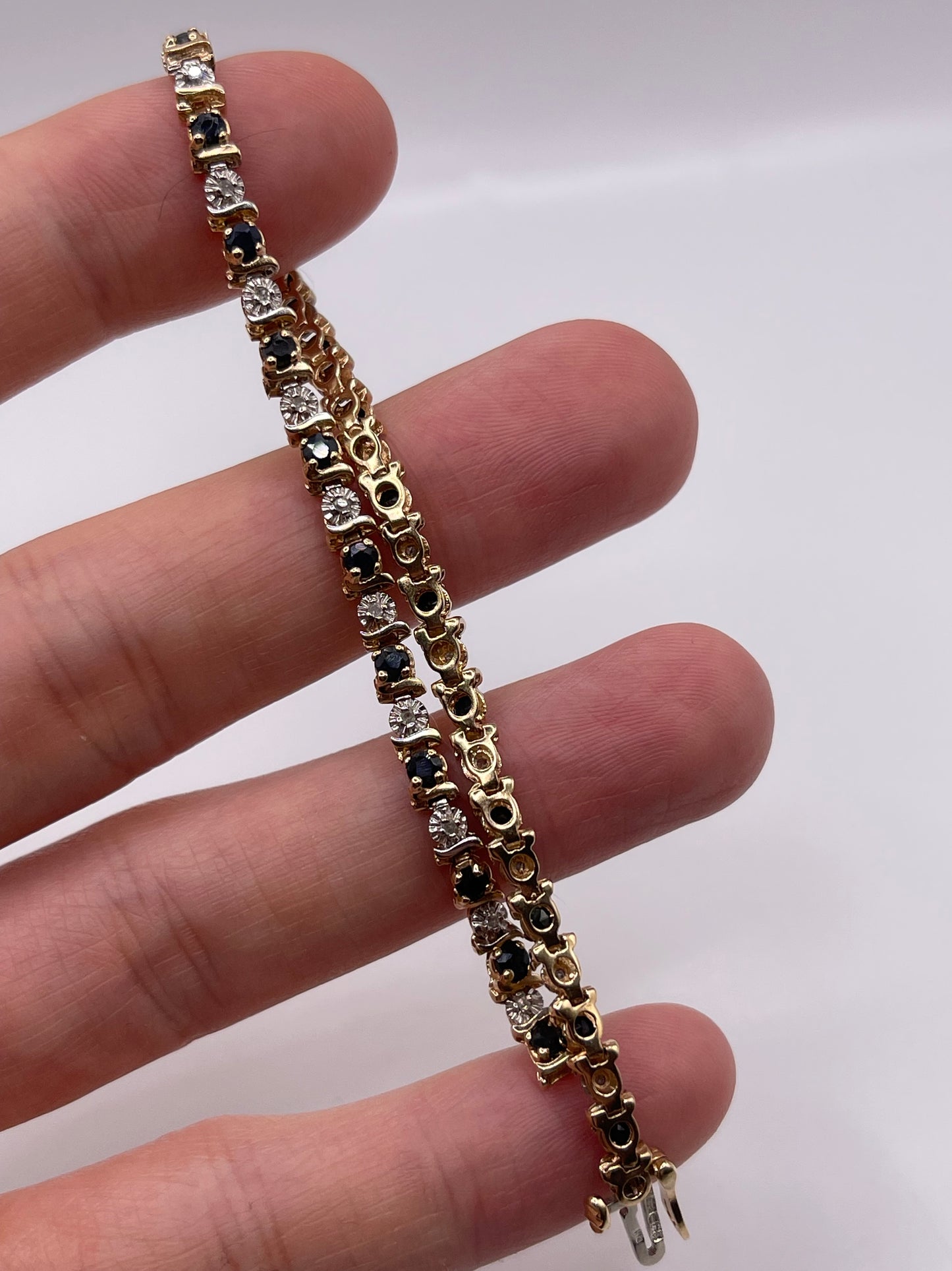 9ct gold sapphire and diamond bracelet