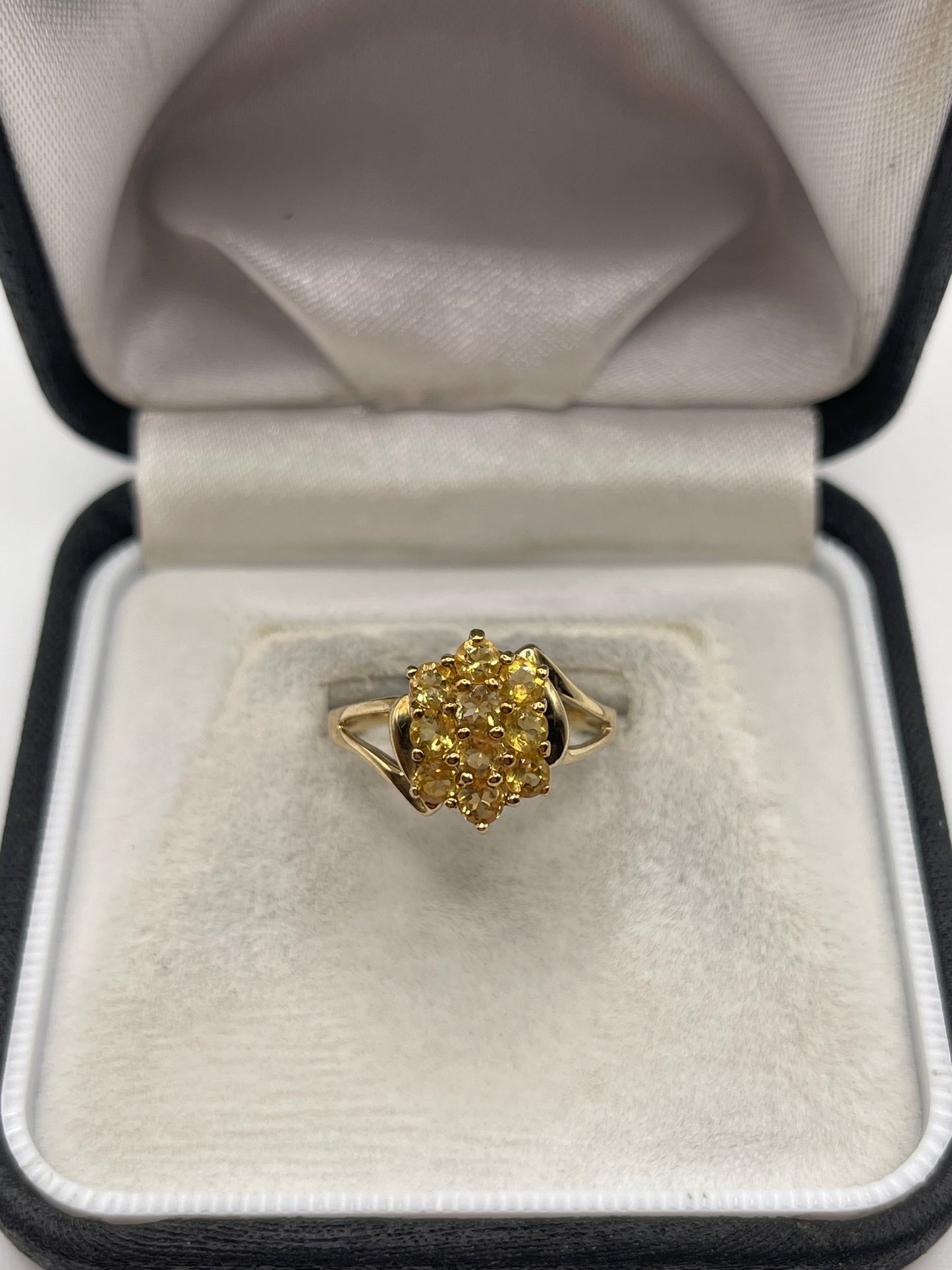 9ct gold citrine cluster ring