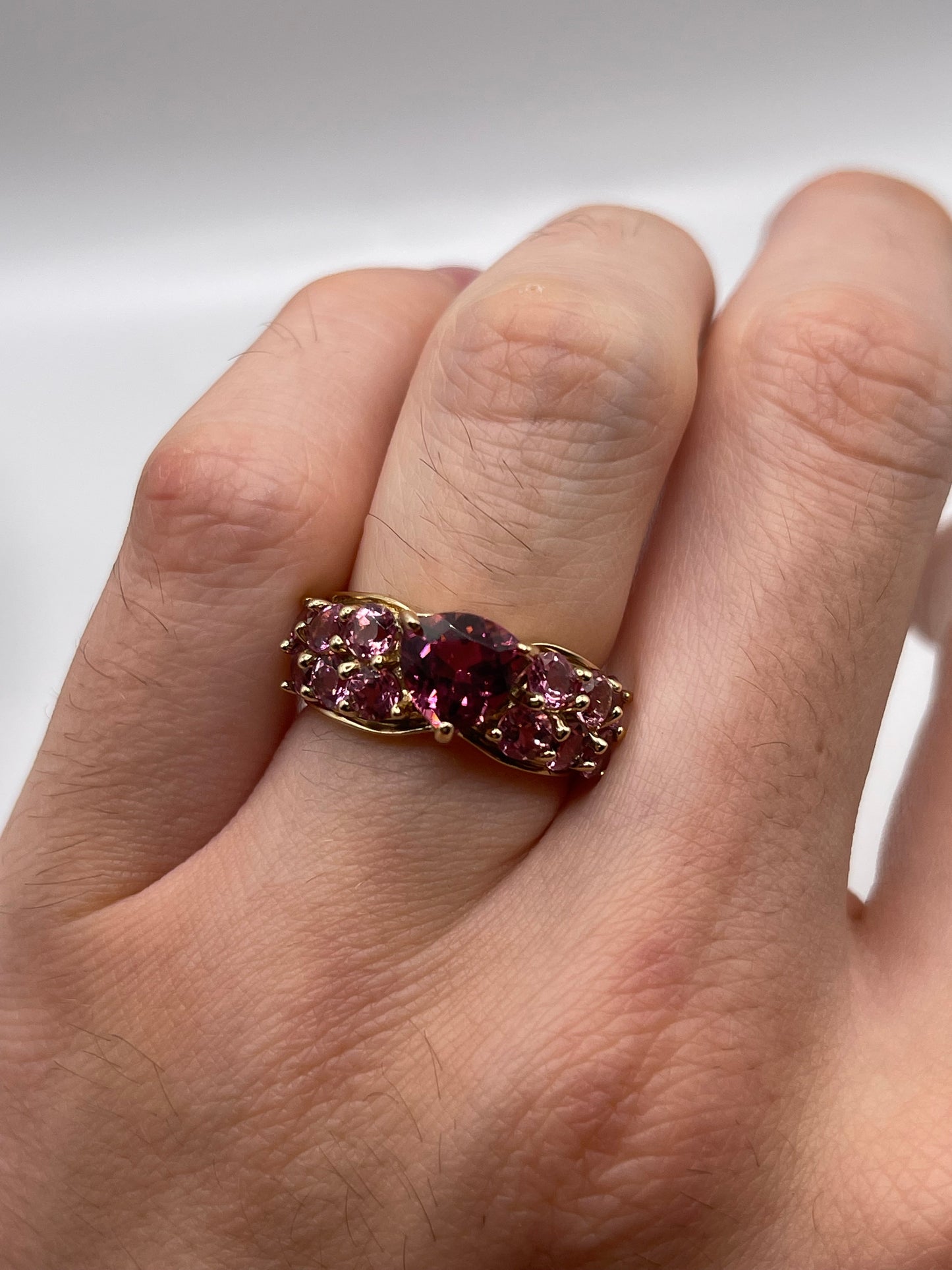 9ct gold tourmaline cluster ring
