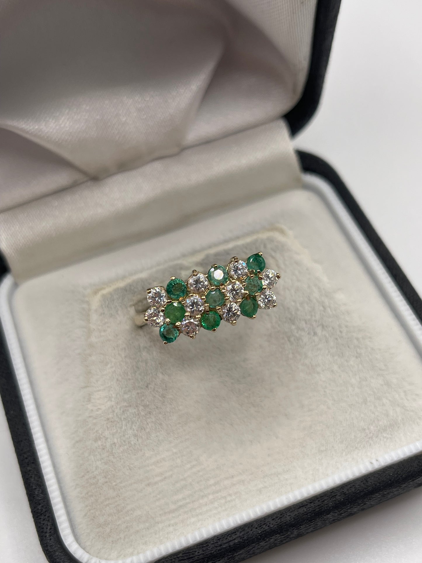 9ct gold emerald and cz ring