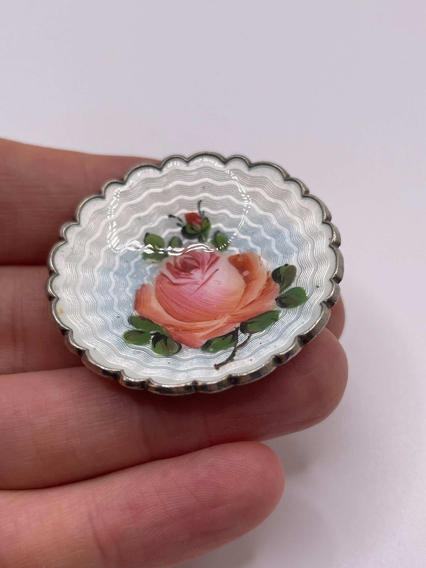 Silver enamel brooch