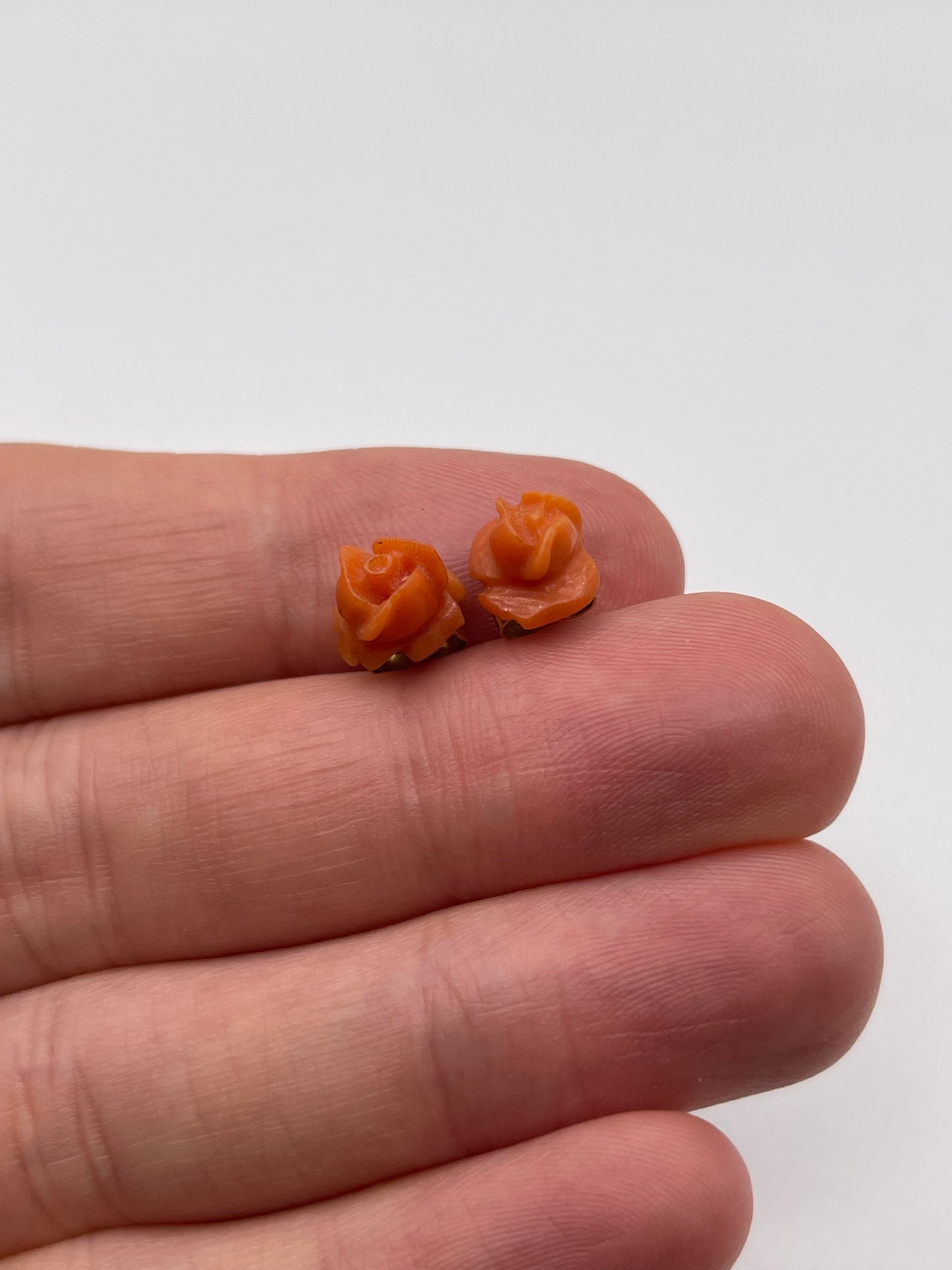 9ct gold carved coral earrings
