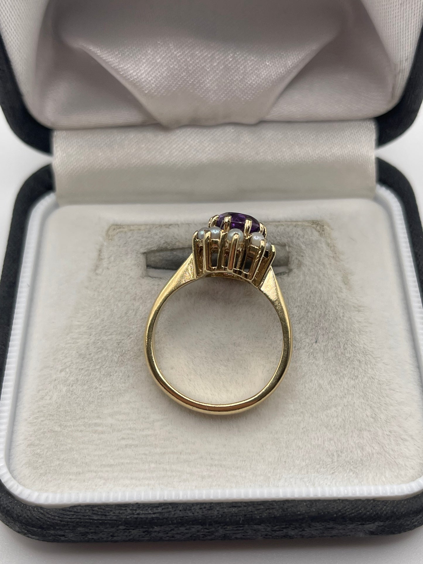 9ct gold amethyst and pearl ring