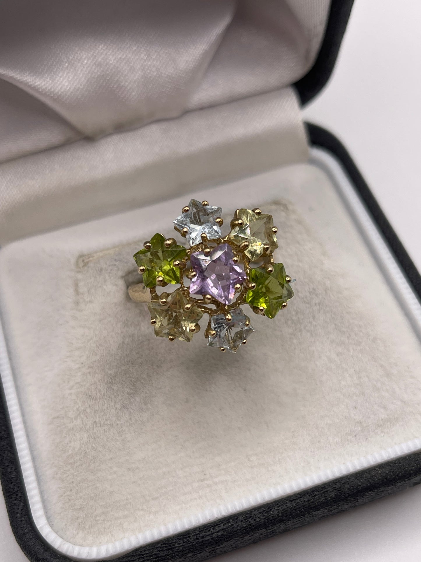 9ct gold multi gemstone ring