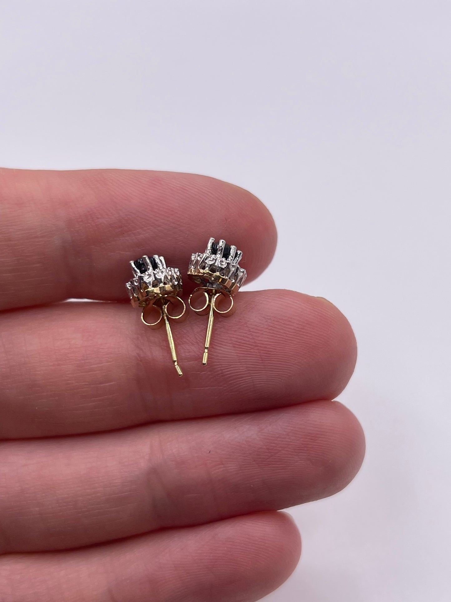 9ct gold sapphire and diamond earrings