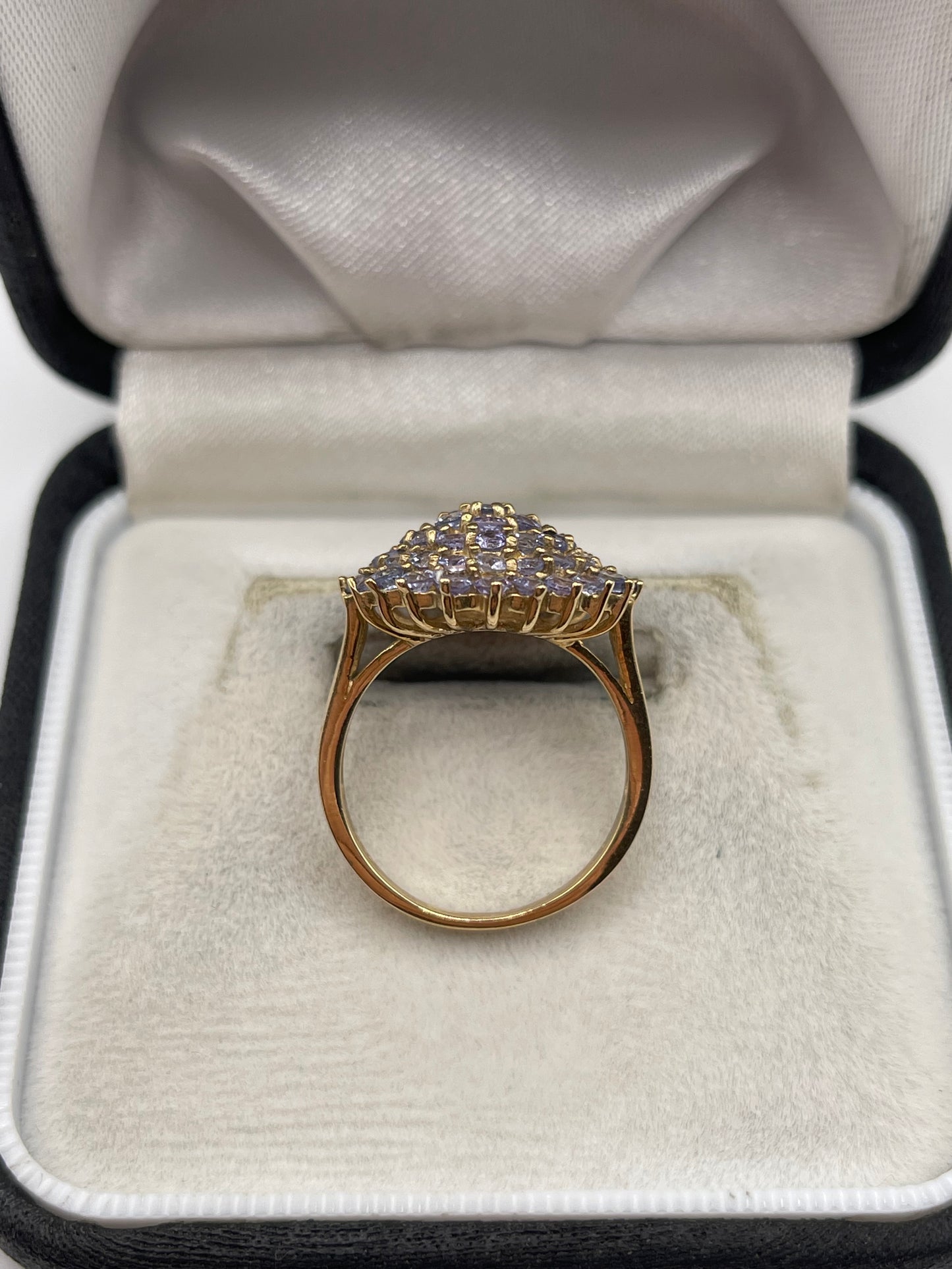 9ct gold tanzanite cluster ring