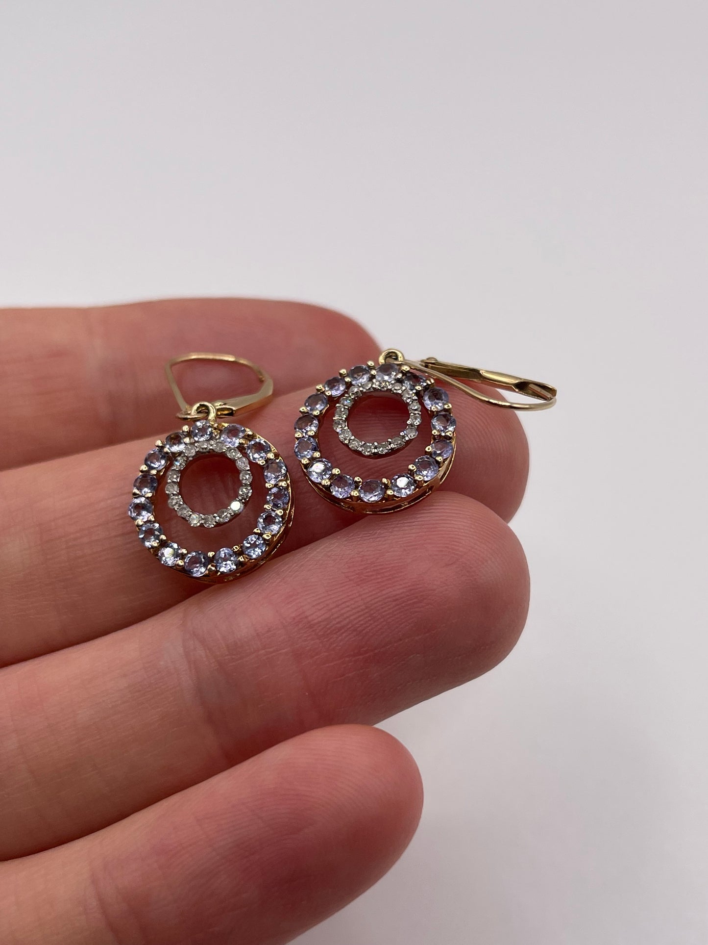 9ct gold tanzanite and diamond earrings