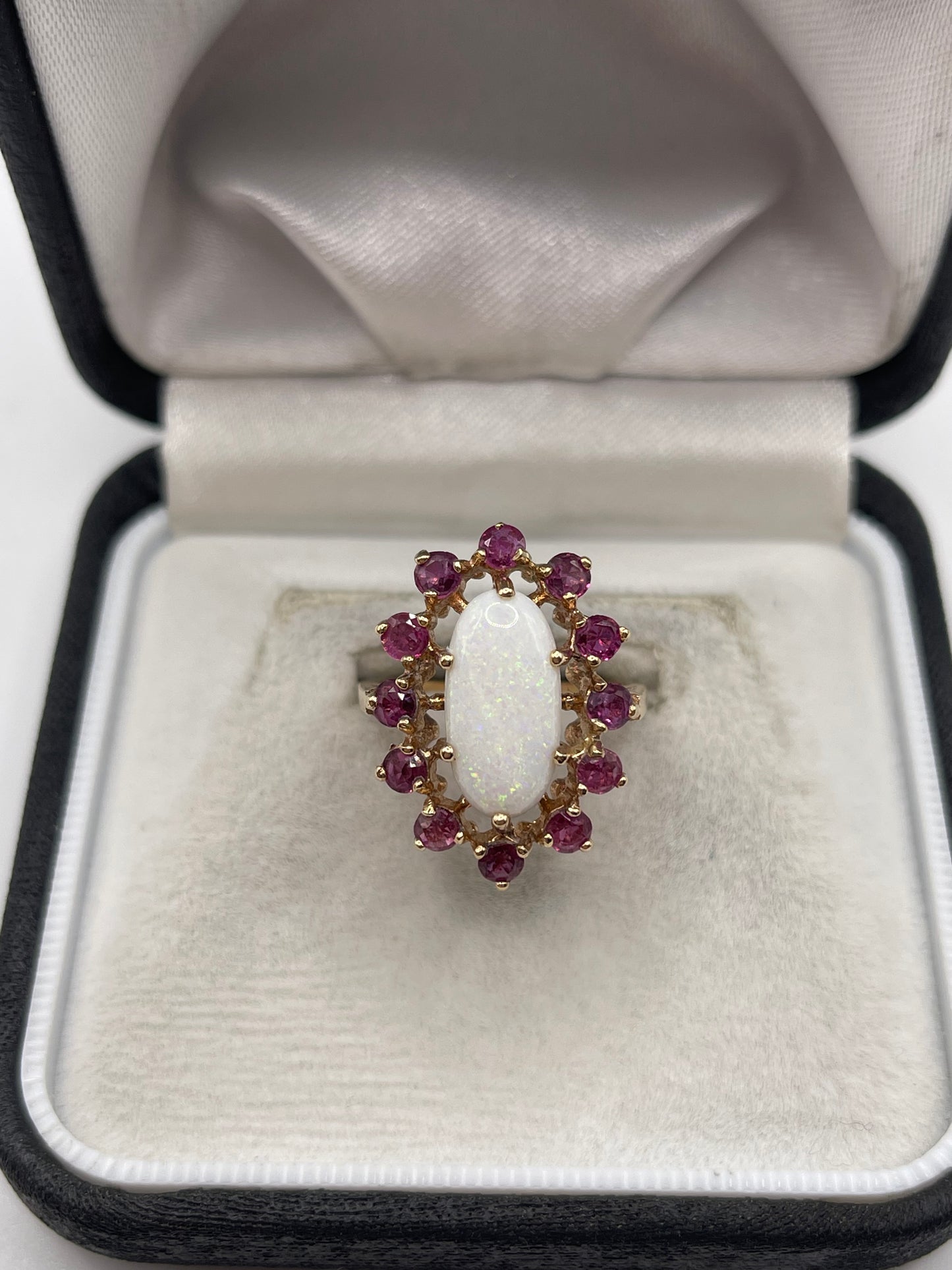 9ct gold opal and ruby ring