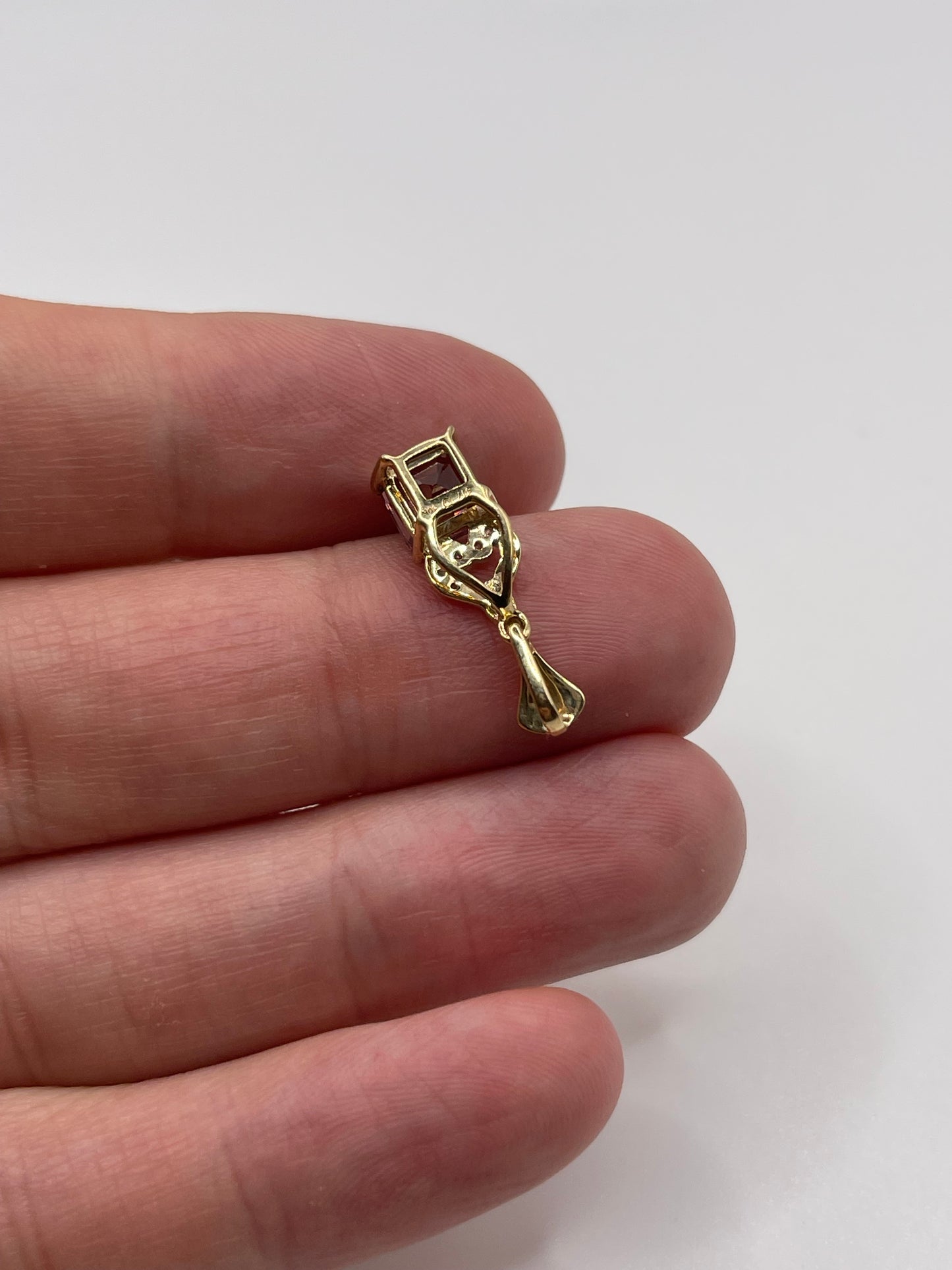 9ct gold tourmaline and zircon pendant