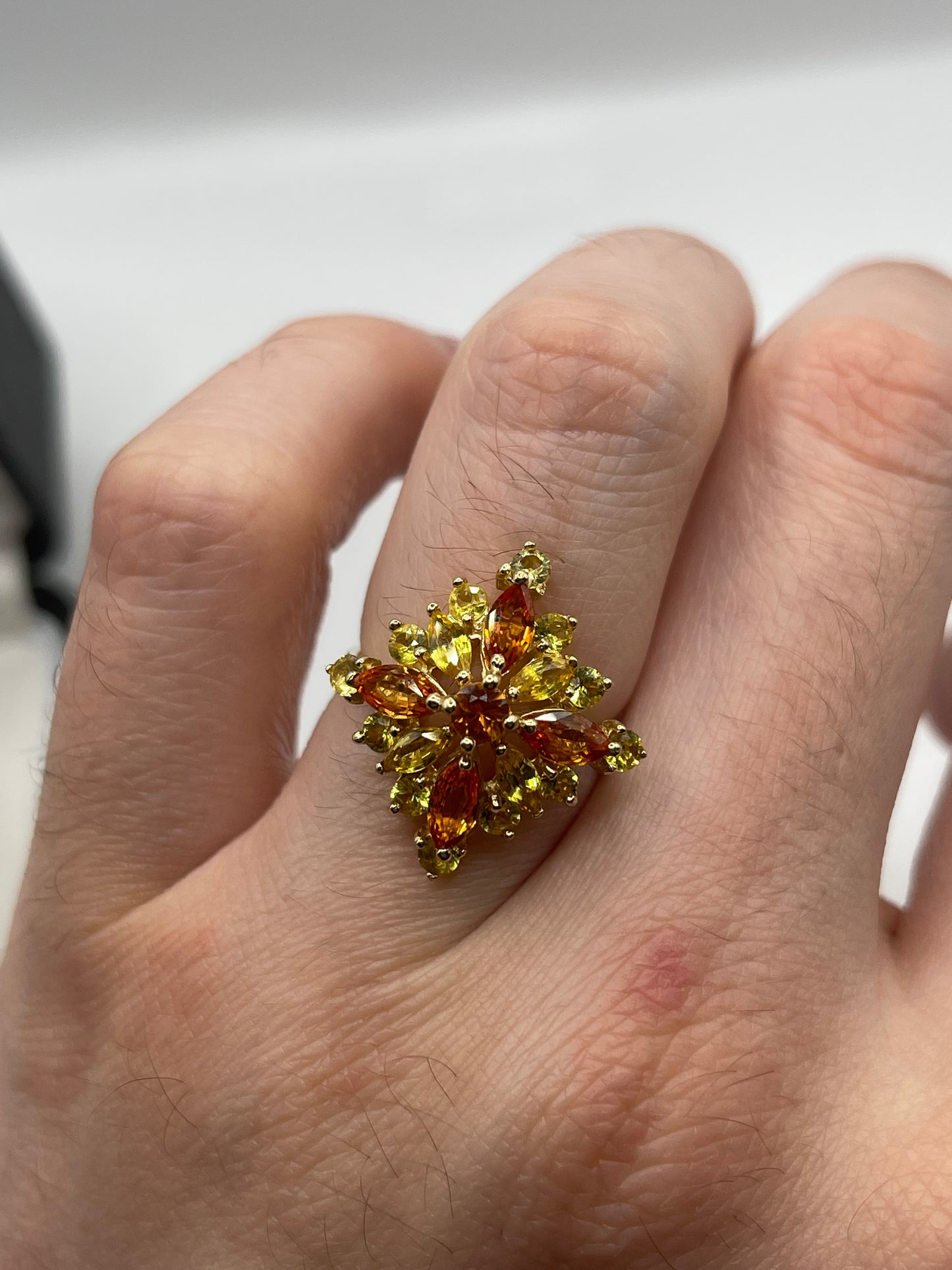 9ct gold citrine cluster ring