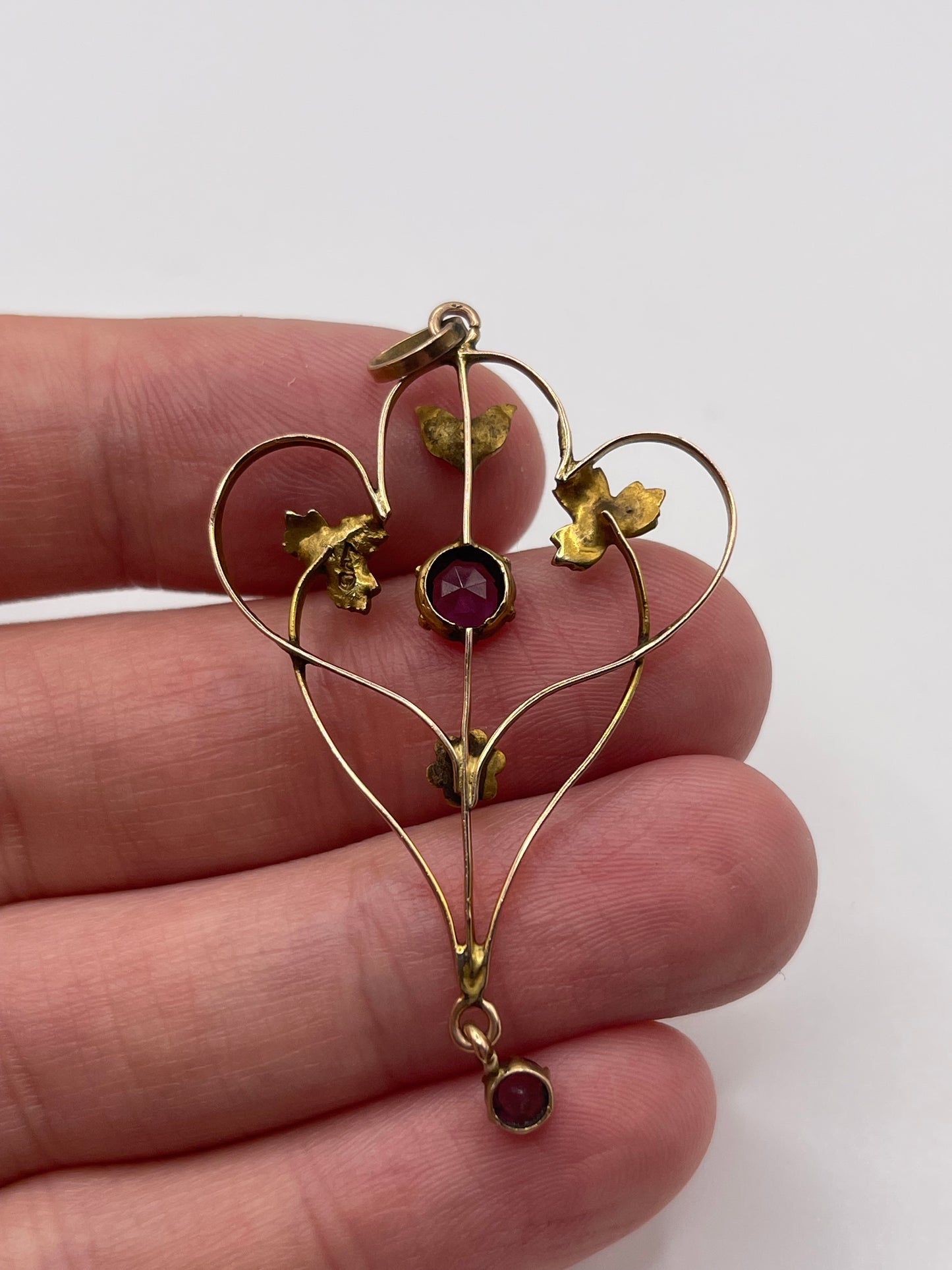Antique 9ct gold paste and pearl pendant