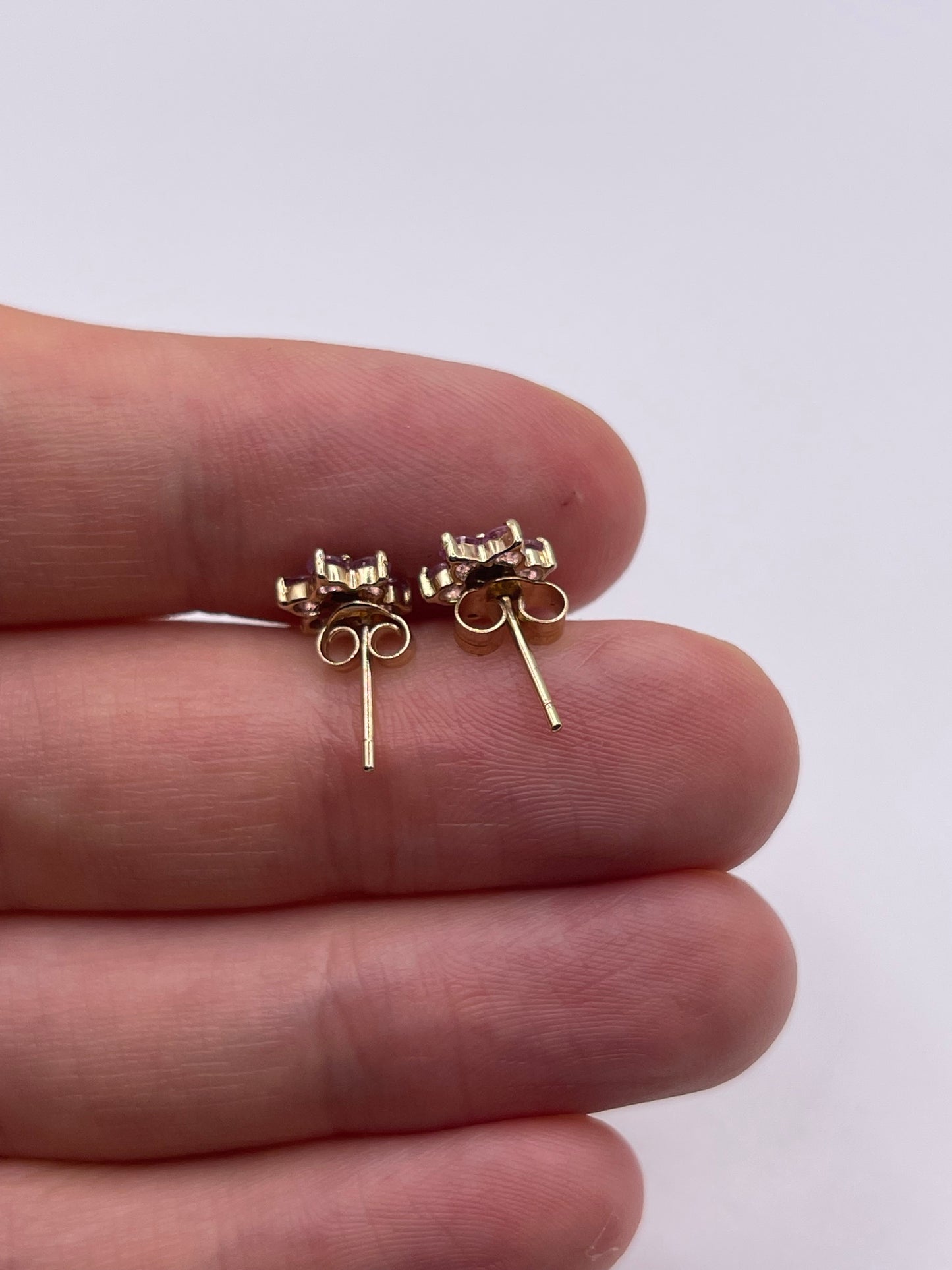 9ct gold pink topaz and diamond earrings