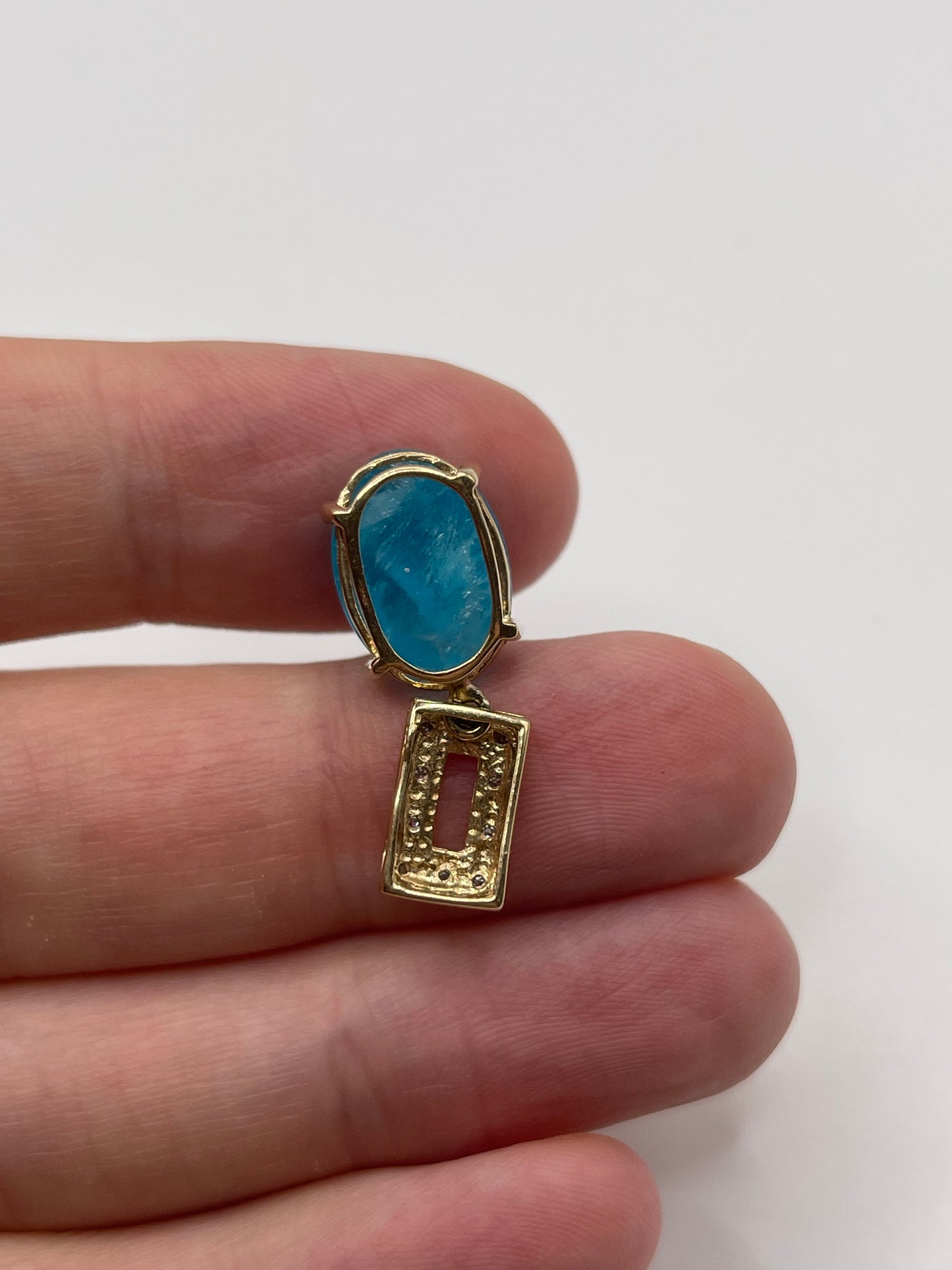9ct gold cabochon gemstone and diamond pendant
