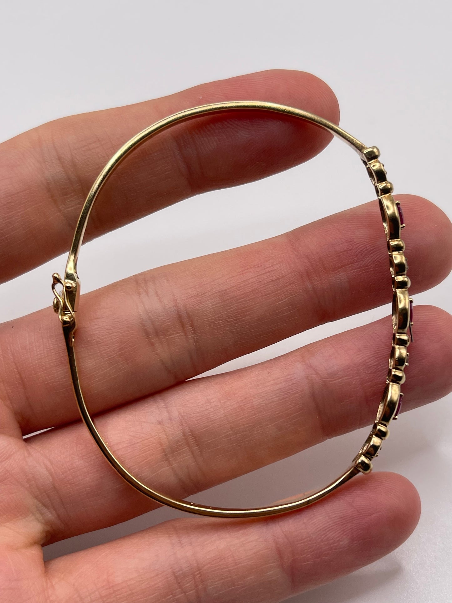 9ct gold ruby and diamond bangle