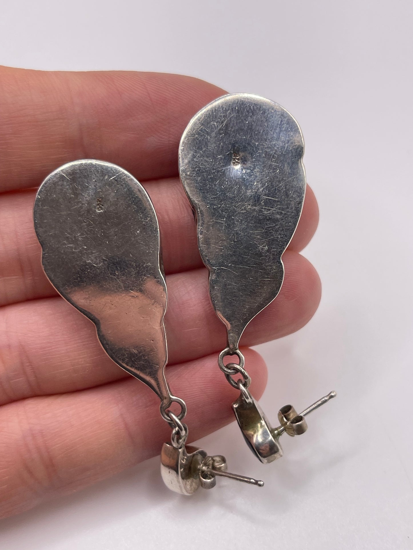 Unusual silver lapis lazuli earrings