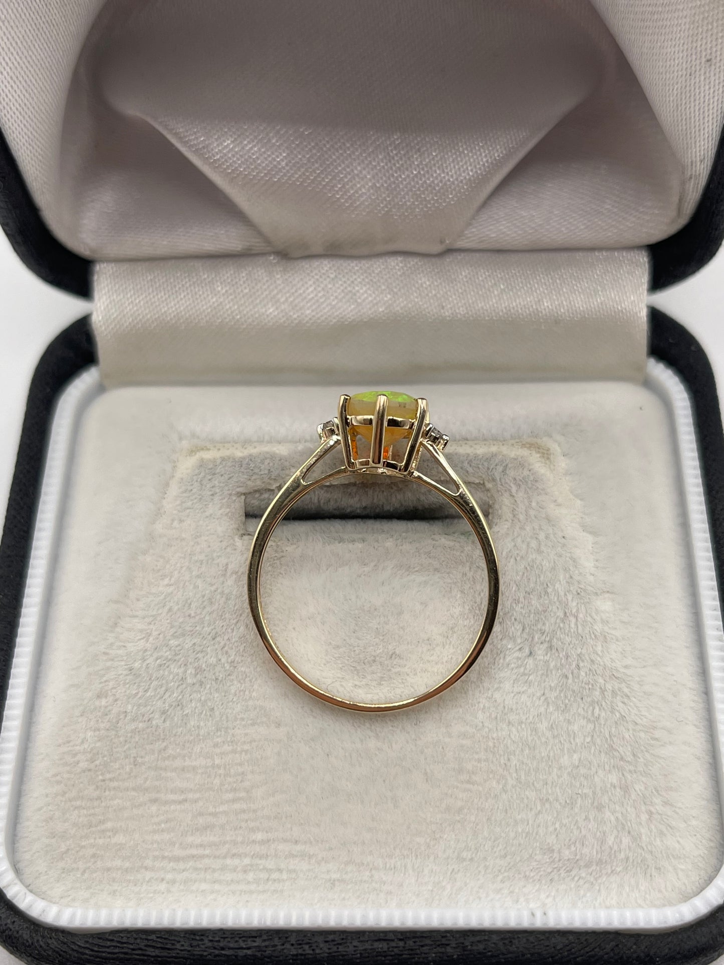 9ct gold opal and zircon ring