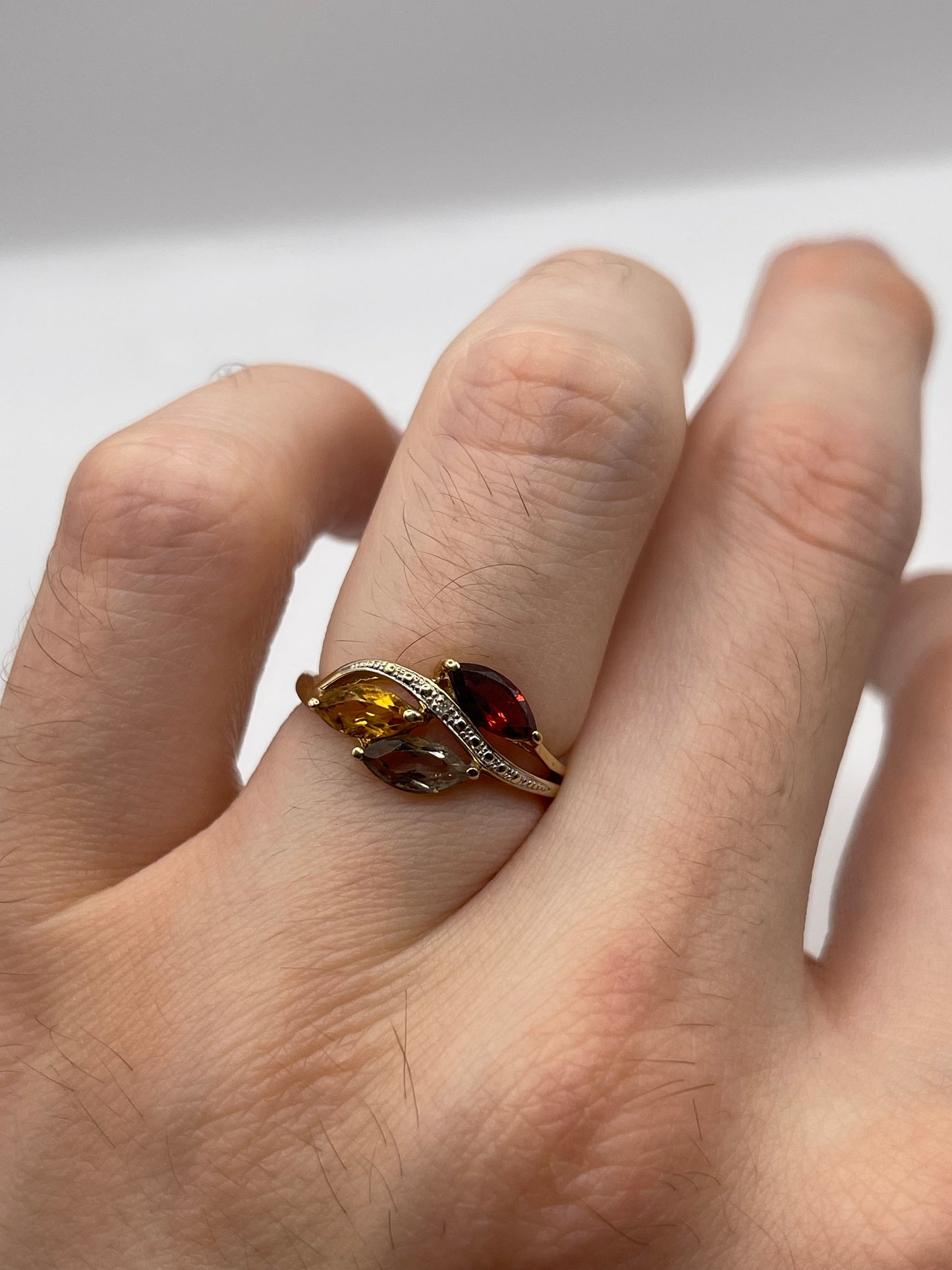 9ct gold multigem and diamond ring