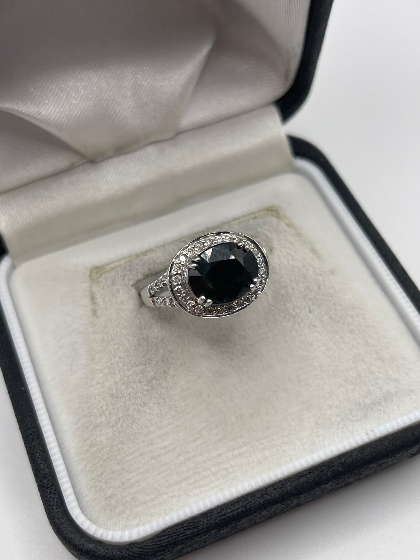 14ct white gold sapphire and diamond ring