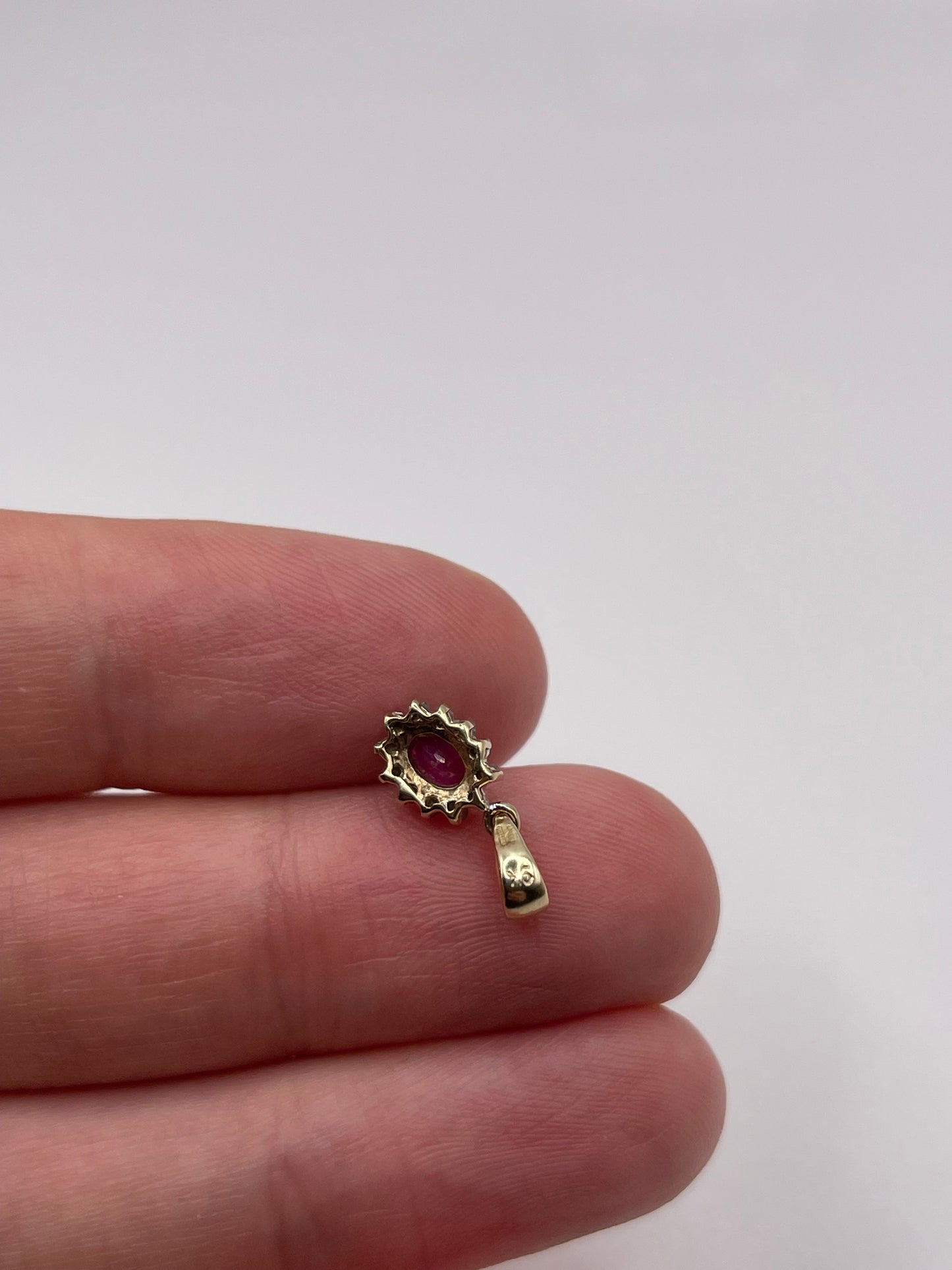 9ct gold ruby and diamond pendant