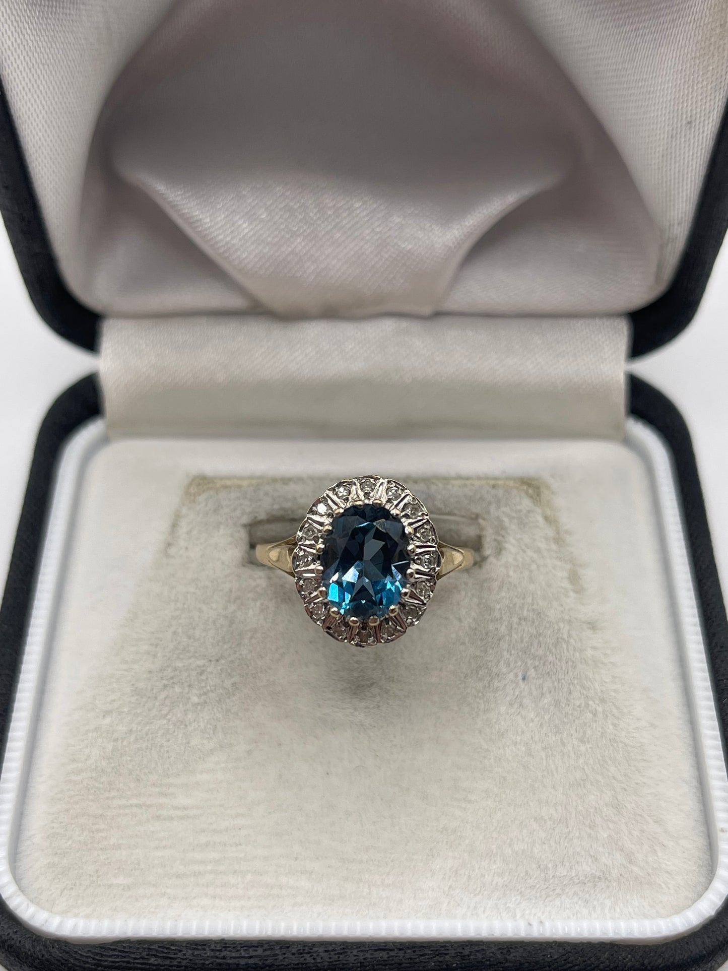9ct gold blue topaz and diamond ring