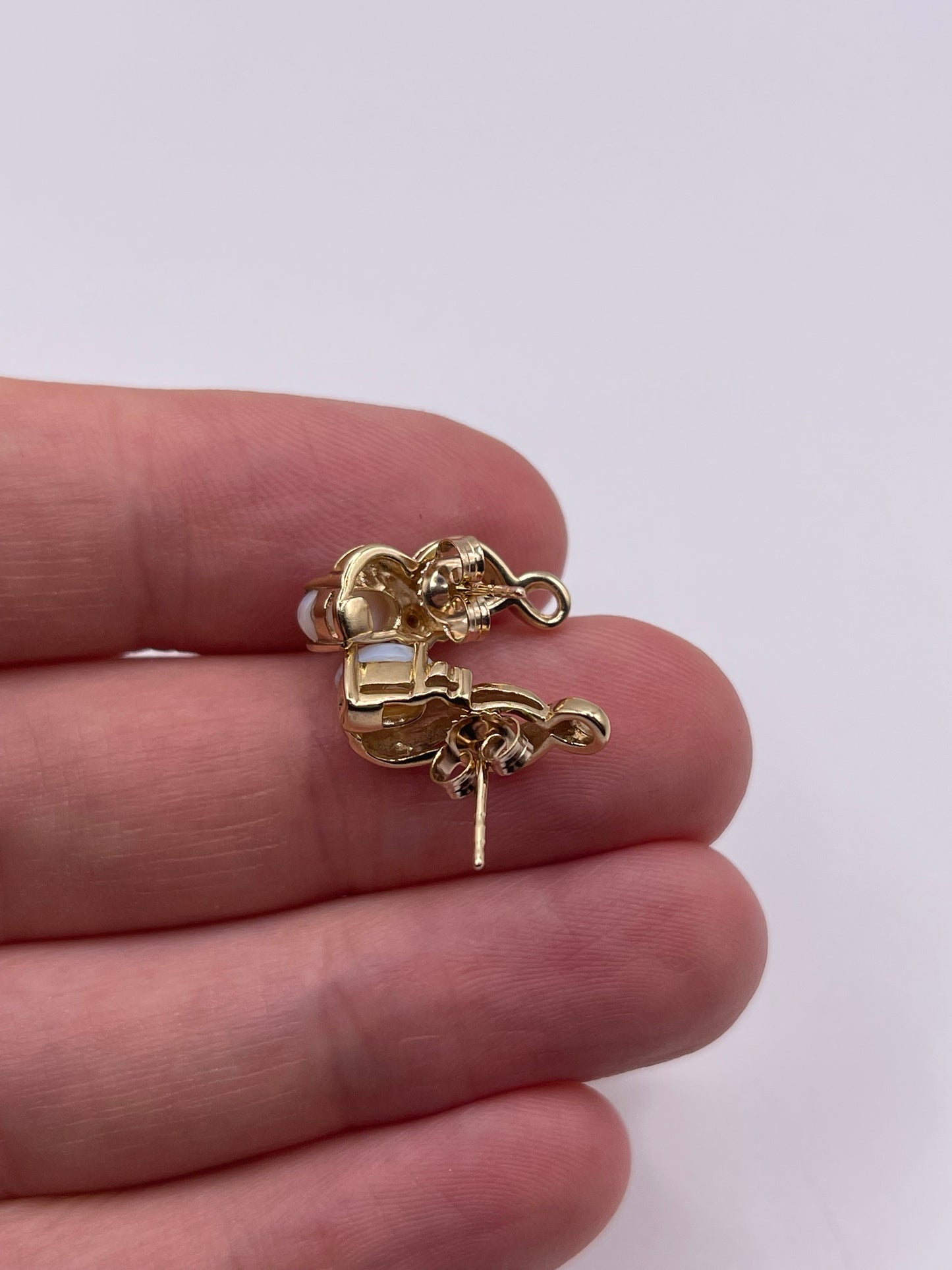 9ct gold opal and diamond earrings
