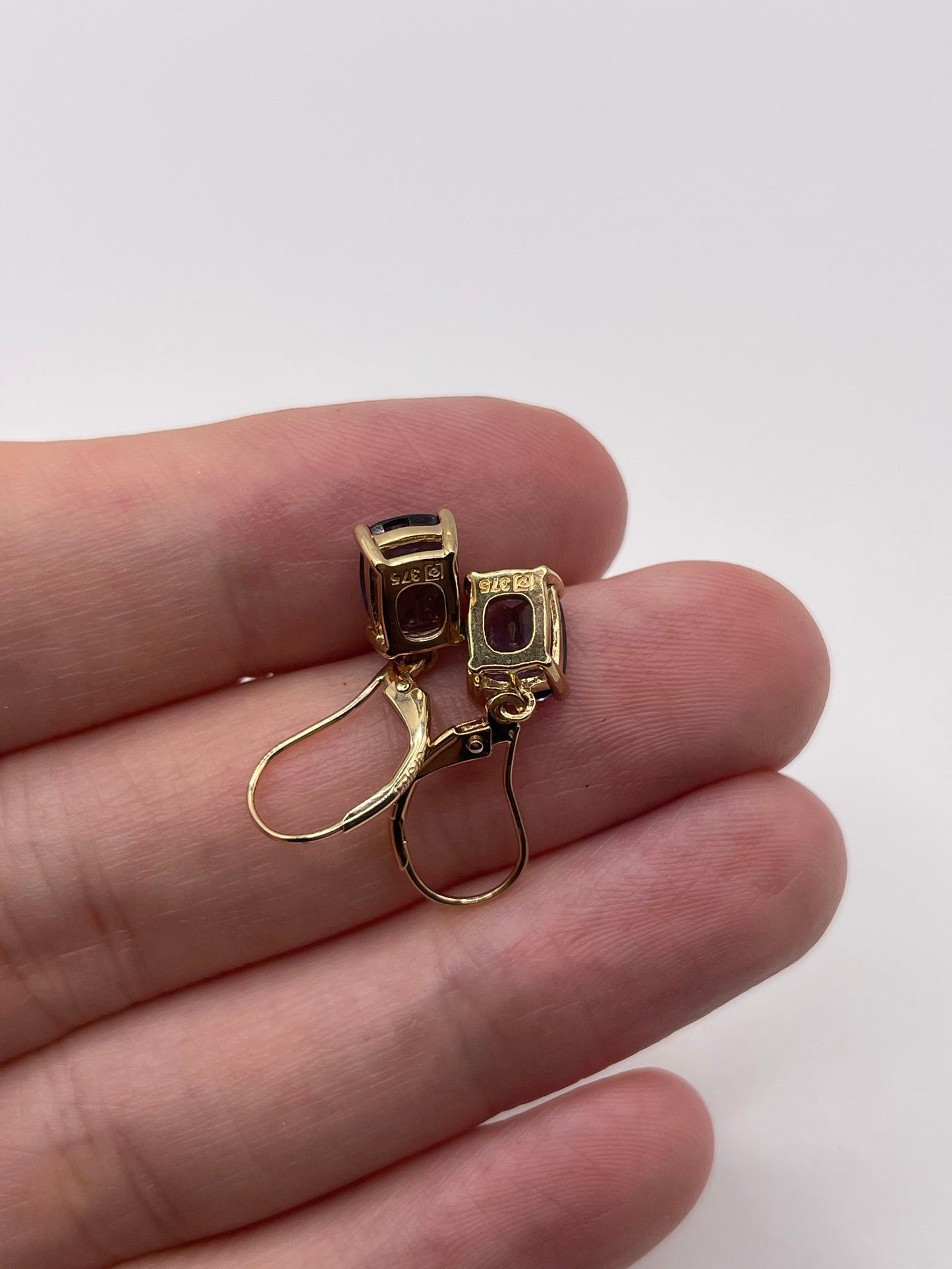 9ct gold blueberry quartz earrings