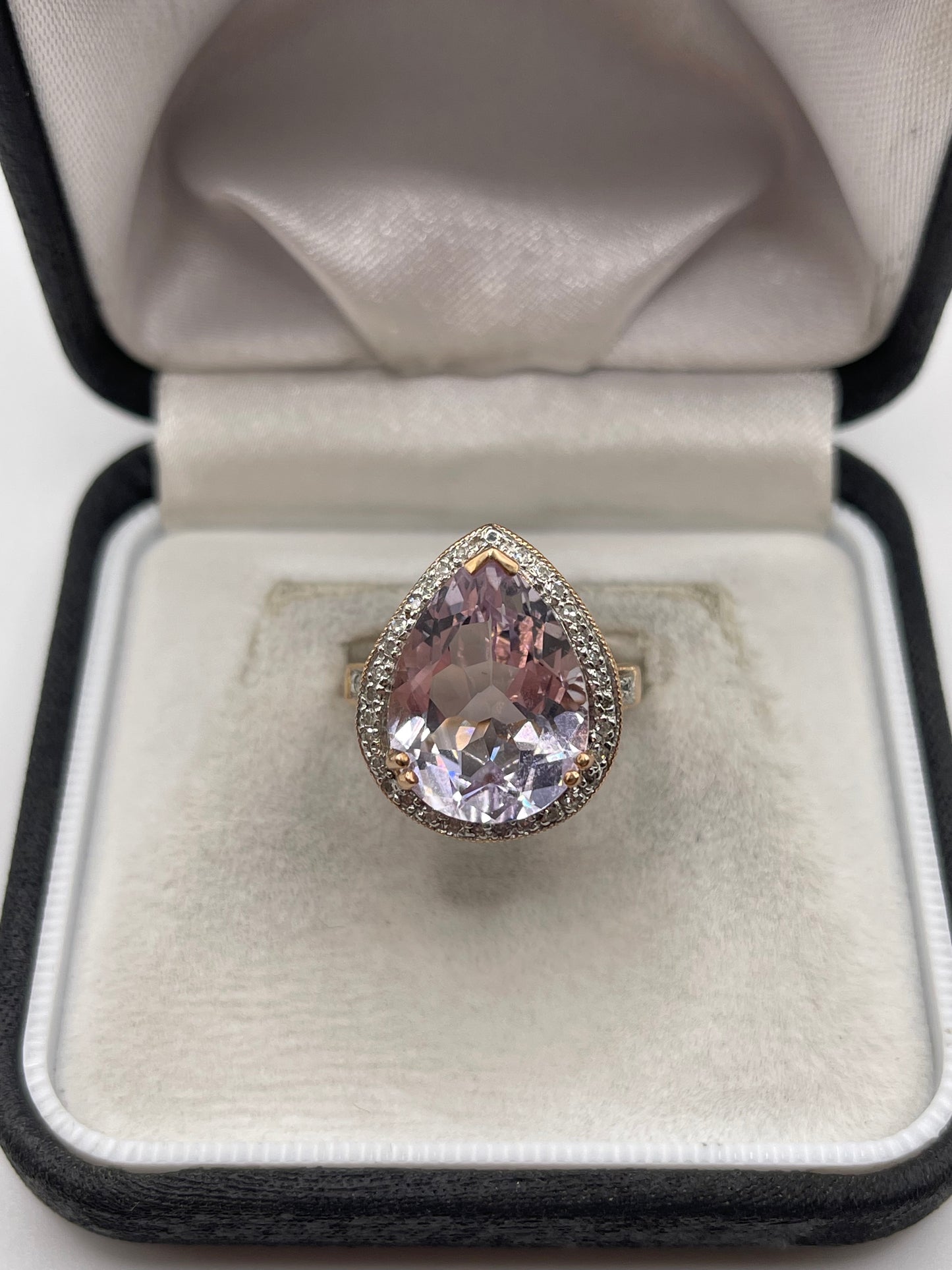 14ct rose gold amethyst and diamond ring