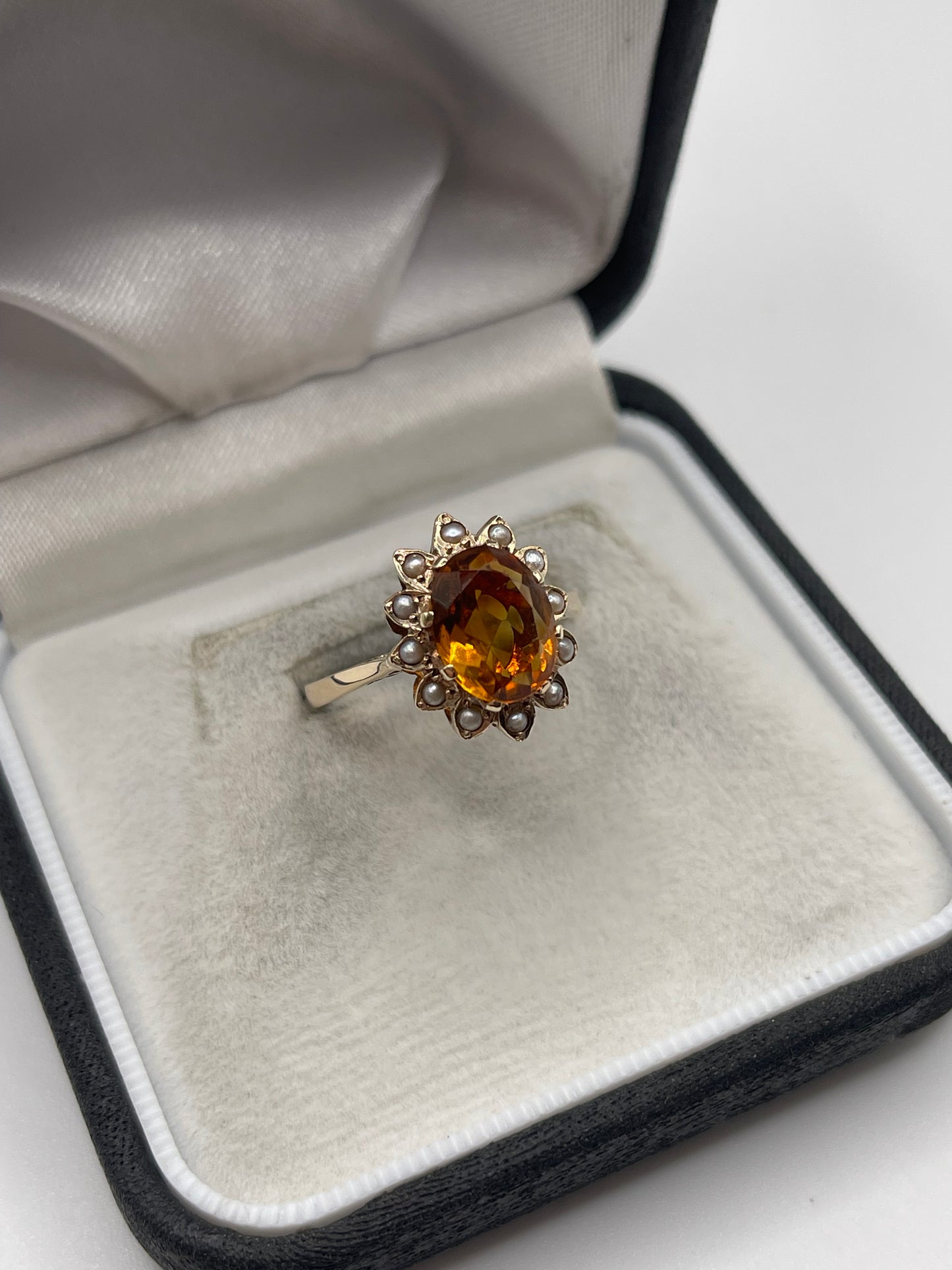 9ct gold citrine and pearl ring