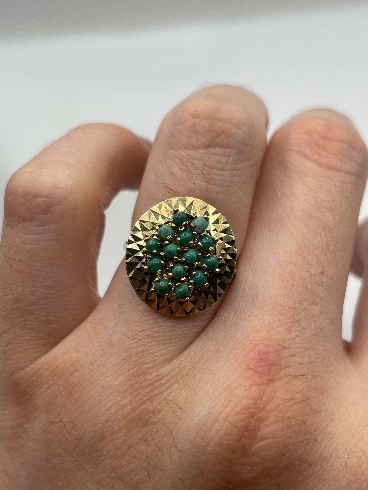 9ct gold turquoise cluster ring
