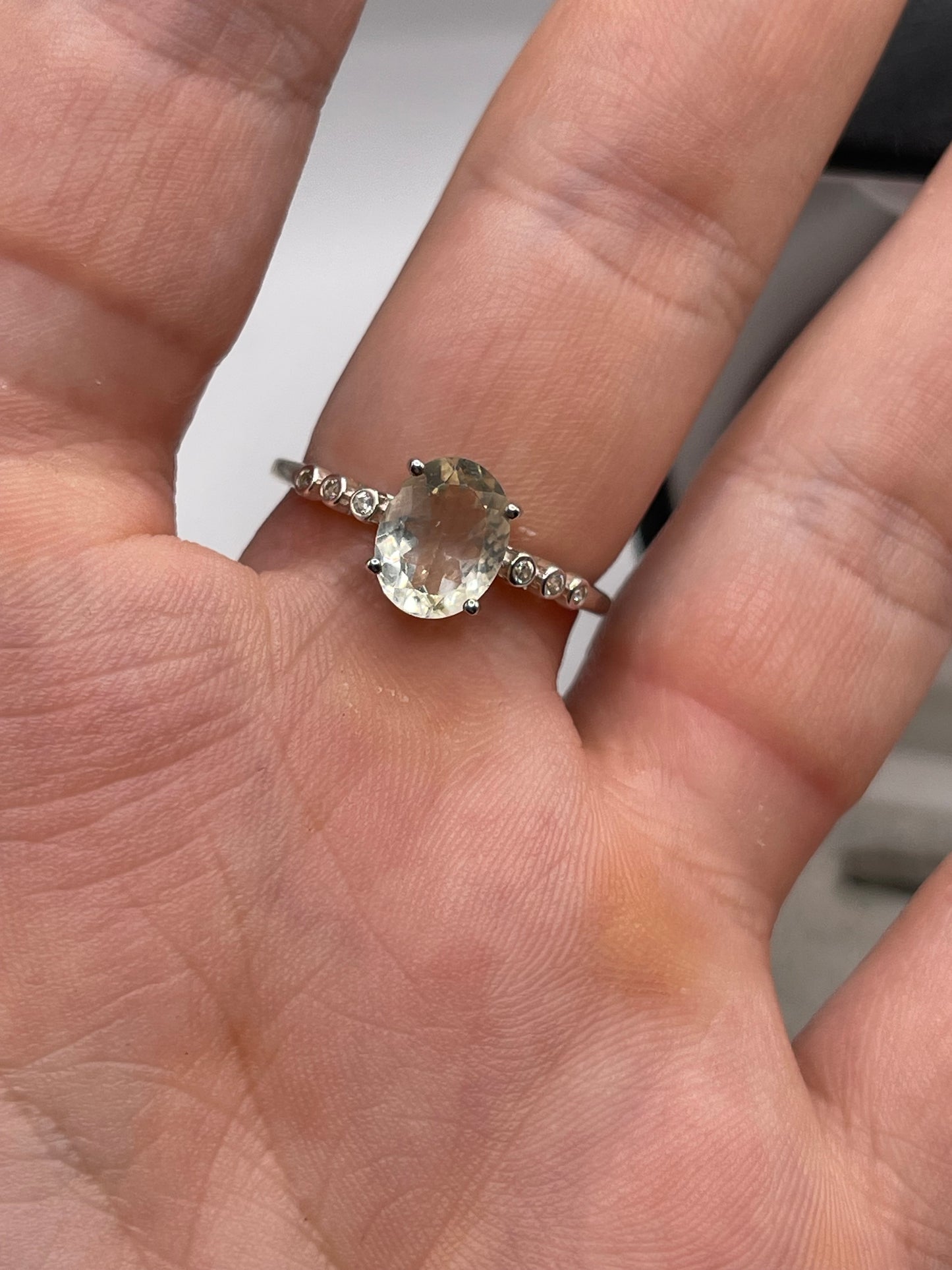 Silver gemstone ring