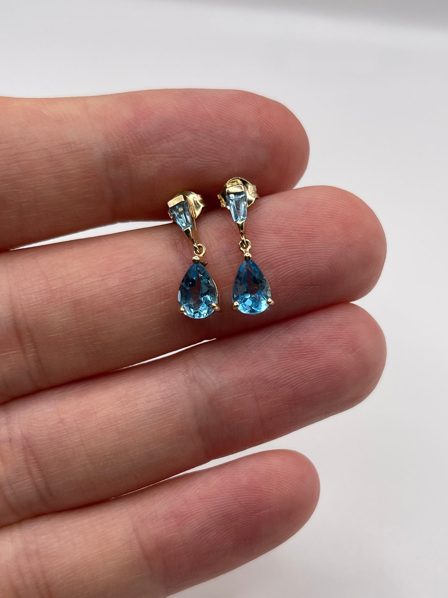 9ct gold blue topaz earrings