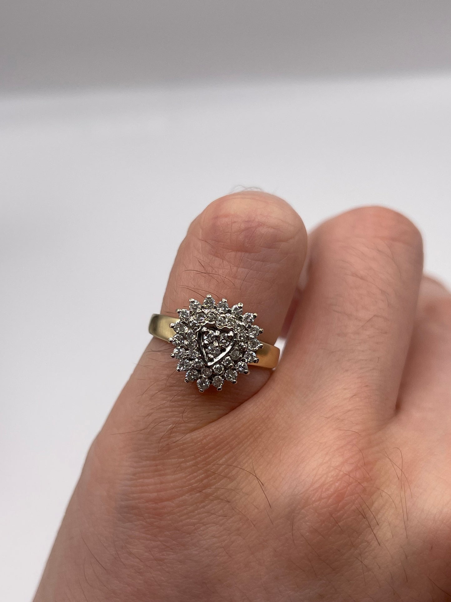 9ct gold 50 point diamond cluster ring