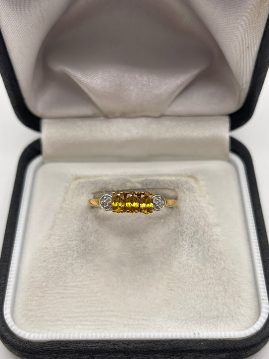 9ct gold sphene and diamond ring