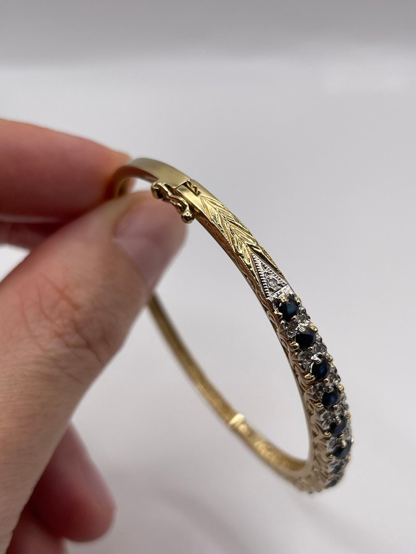 9ct gold sapphire and diamond bangle