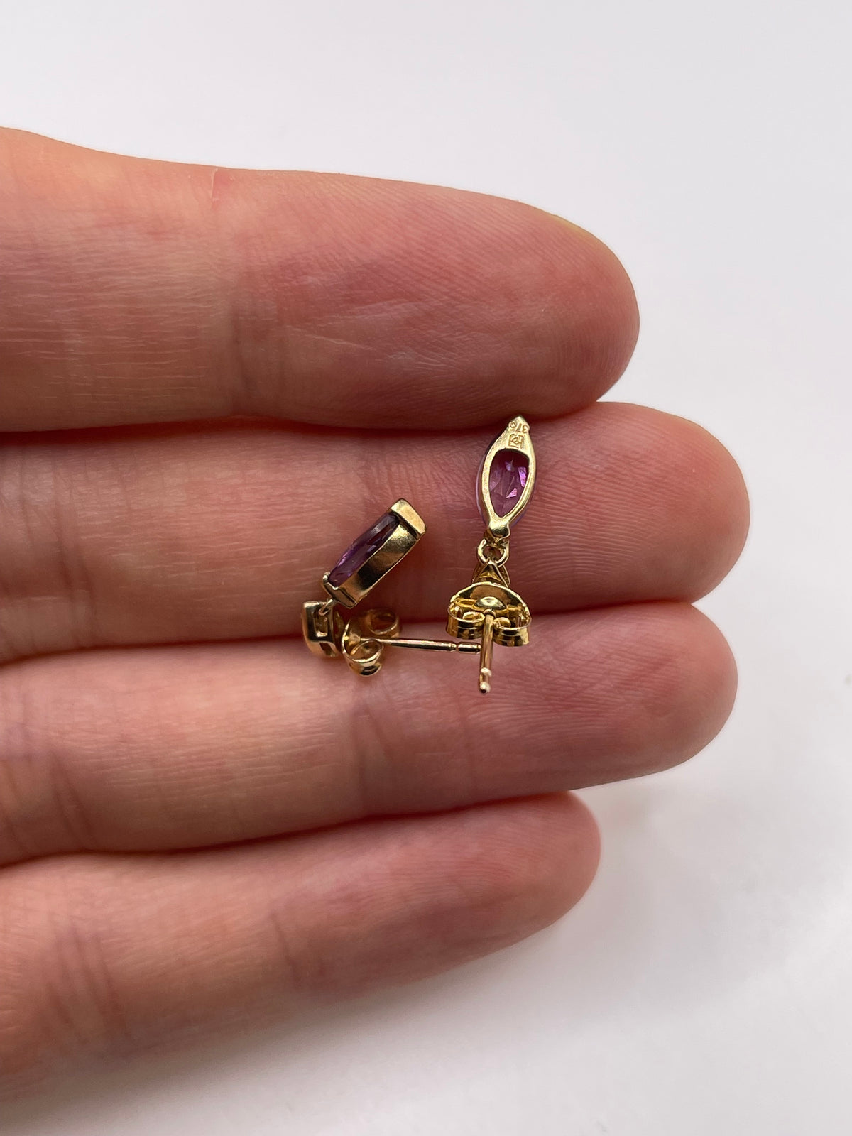 9ct gold amethyst and diamond earrings