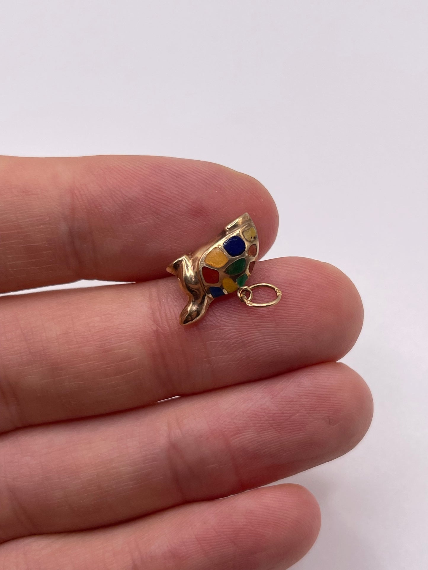 9ct gold enamel turtle charm