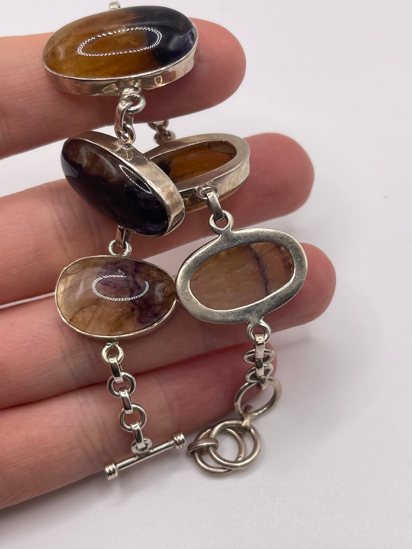 Silver blue John bracelet