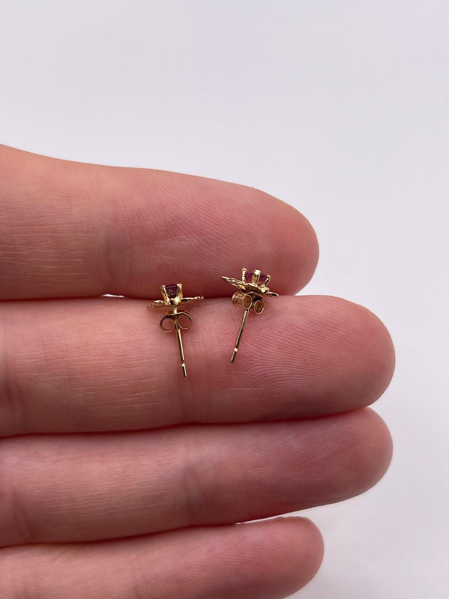 9ct gold ruby butterfly earrings