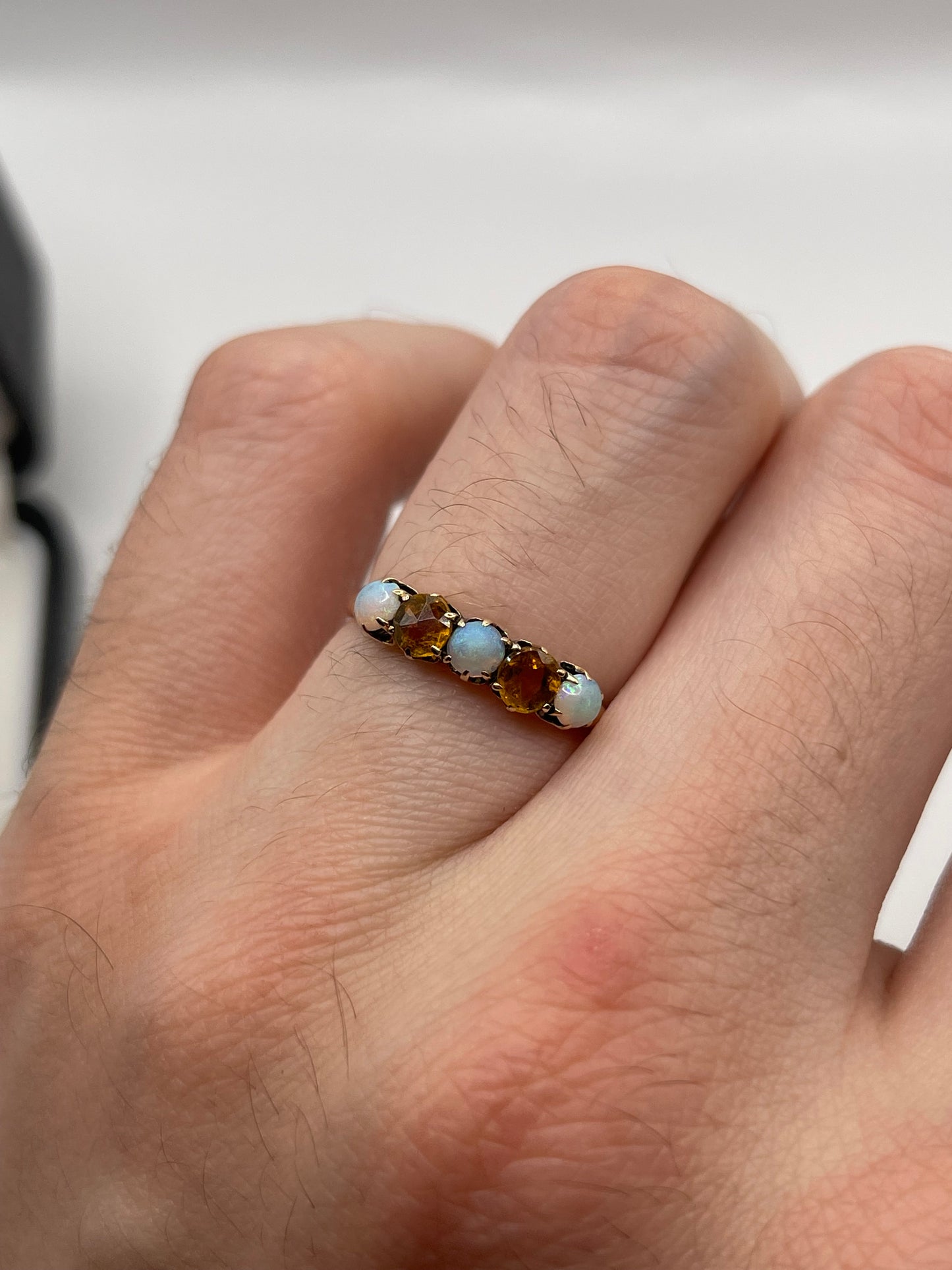 9ct rose gold opal and citrine ring