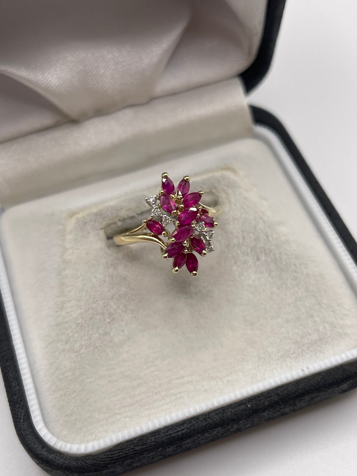 9ct gold ruby and diamond ring